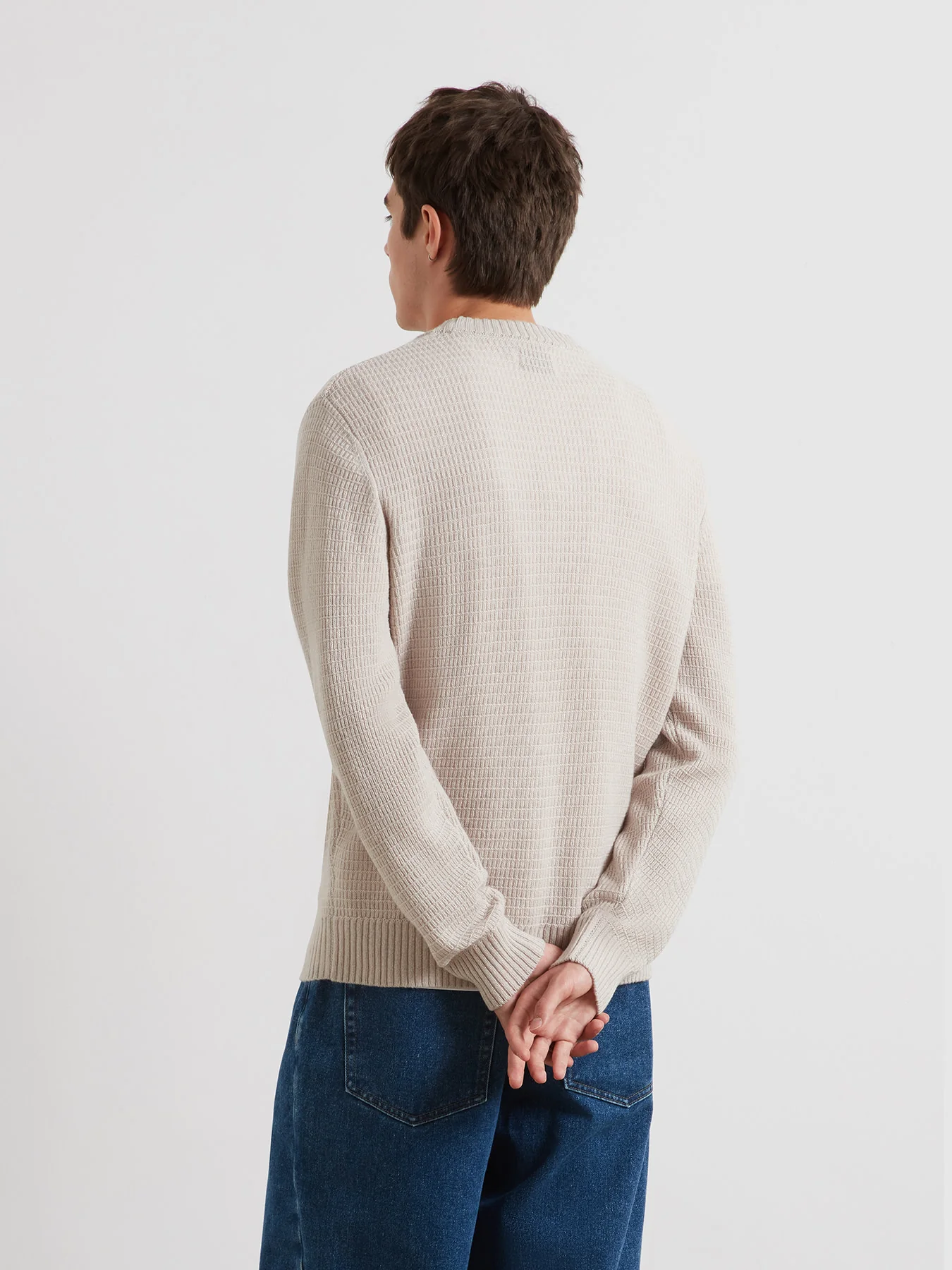 Allerton Lambswool Sweater In White Smoke - Image 3