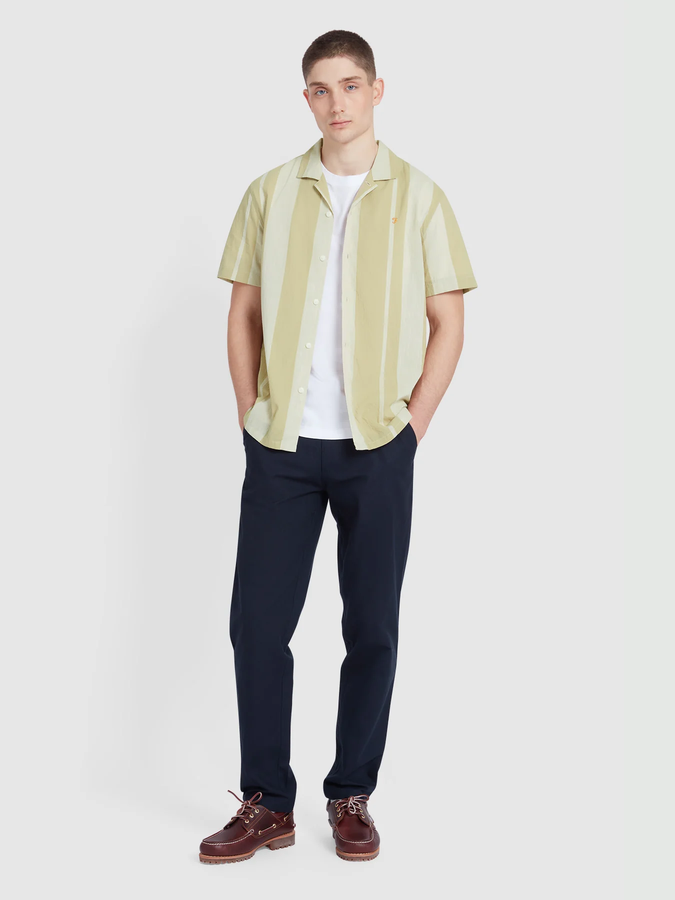 Alston Short Sleeve Stripe Shirt In Hazelnut - Image 2