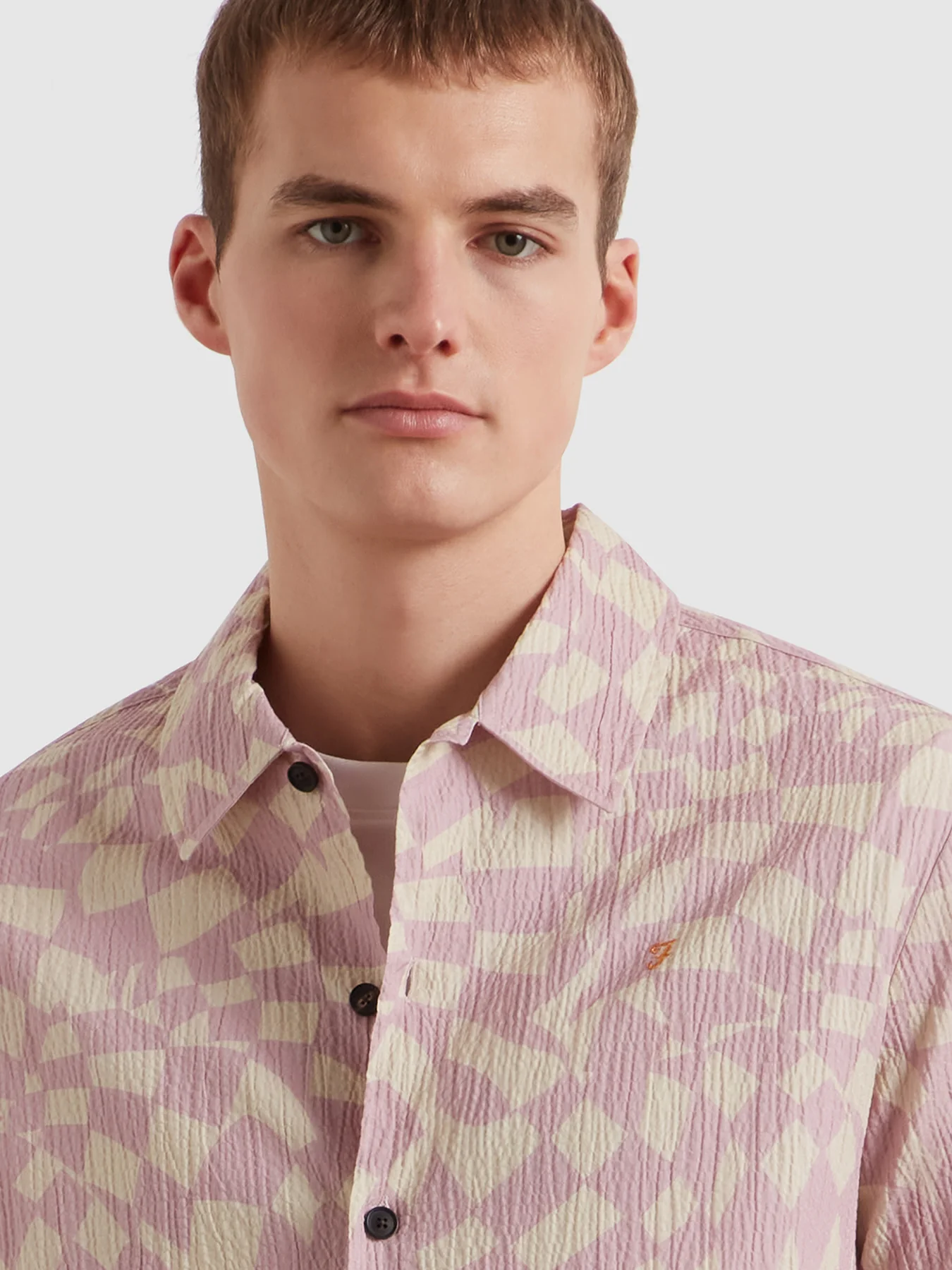 Angelo Checker Print Short Sleeve Shirt In Birch Grey - Image 4