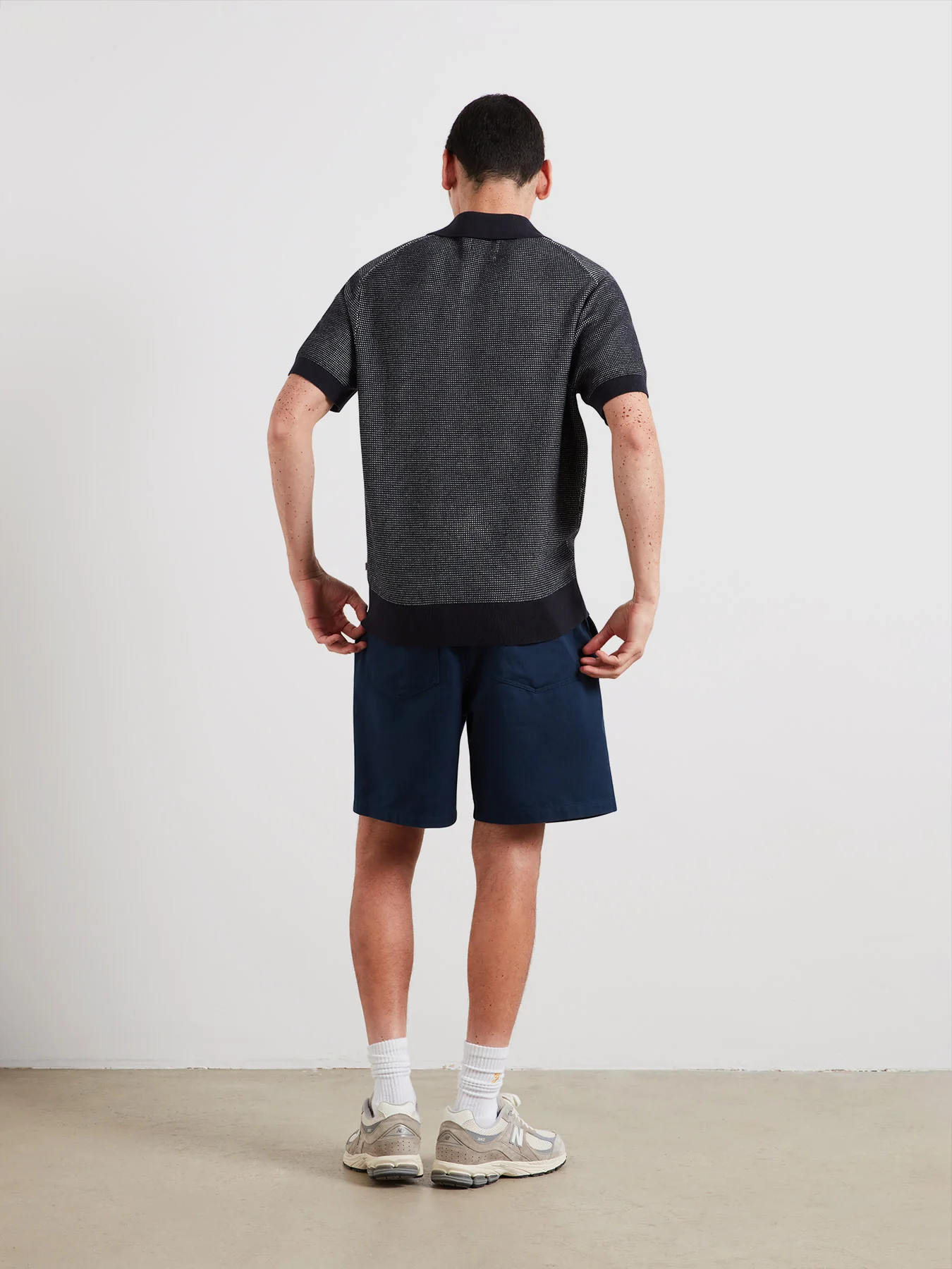 Birch Knitted Polo Shirt In True Navy - Image 4