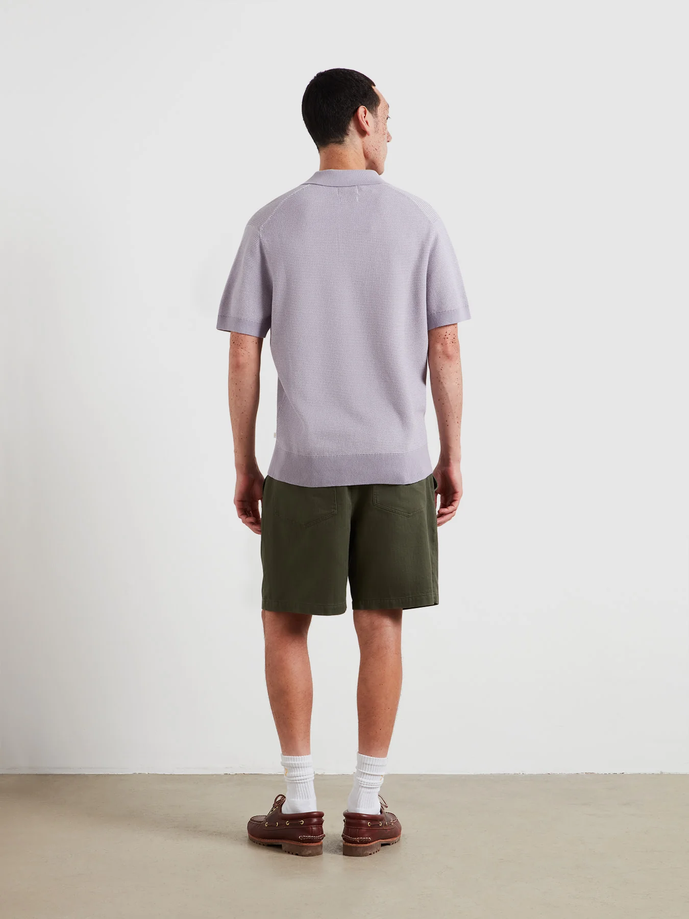 Birch Knitted Polo Shirt In Dusky Lavender - Image 4