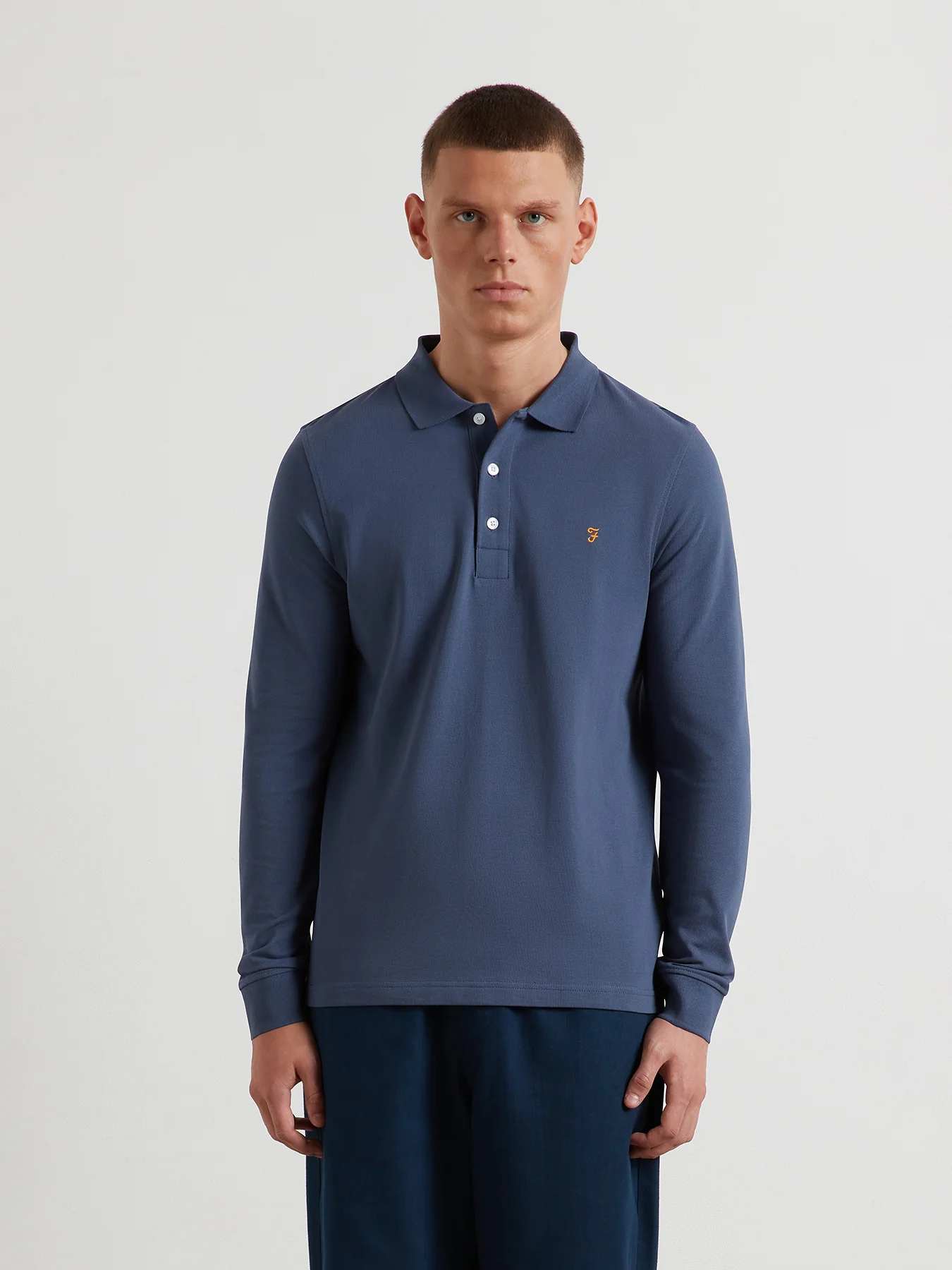 Blanes Long Sleeve Polo Shirt In River Bed