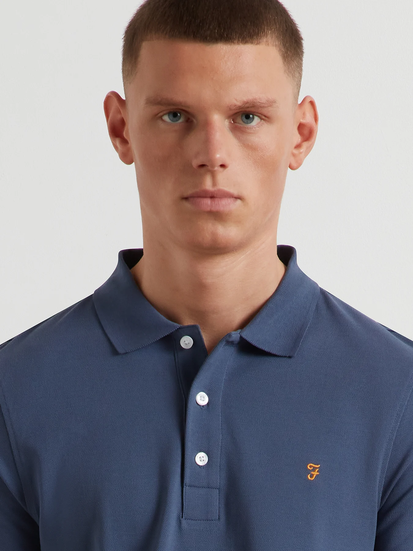 Blanes Long Sleeve Polo Shirt In River Bed - Image 4