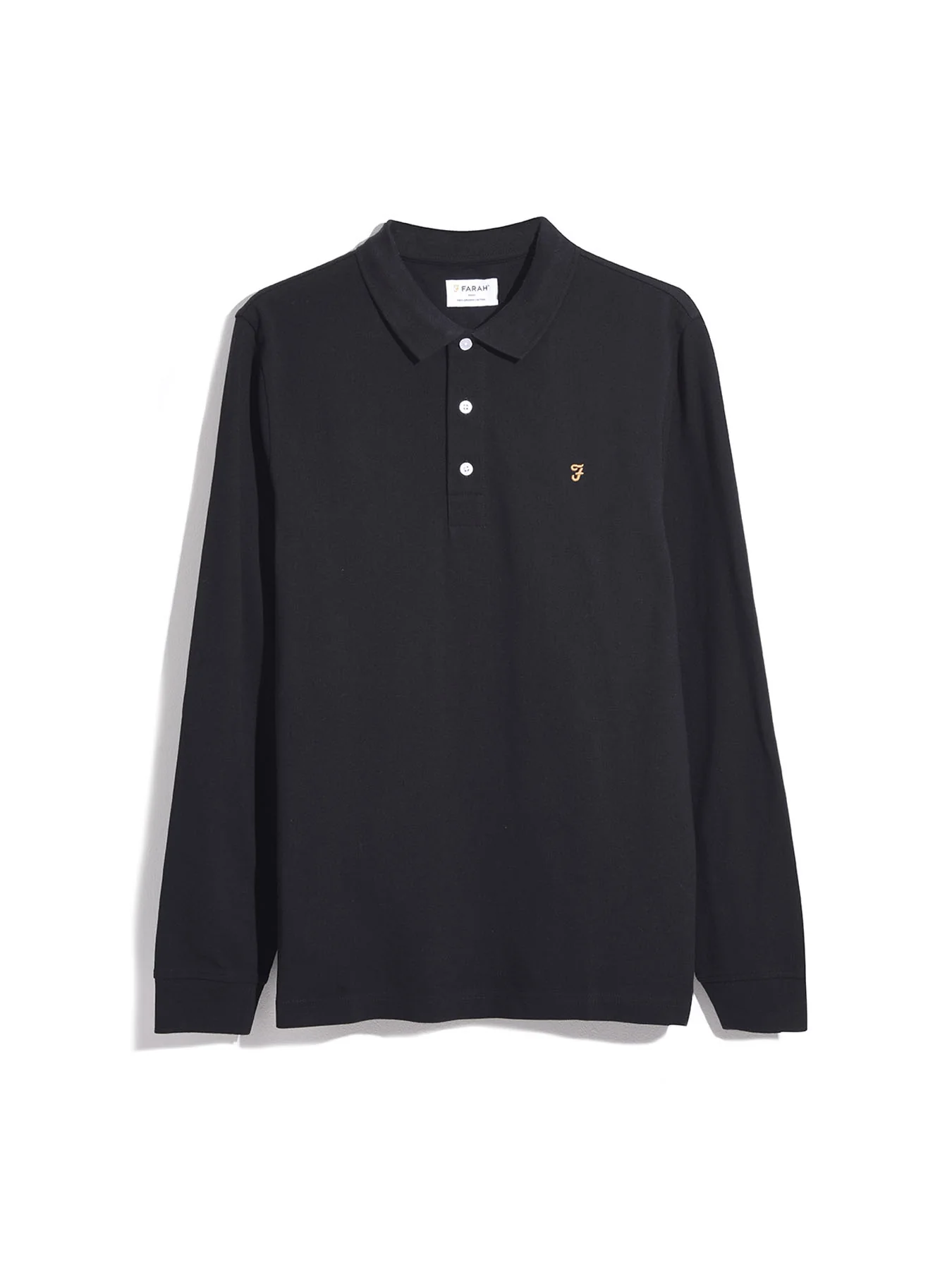 Blanes Long Sleeve Polo Shirt In Black - Image 5