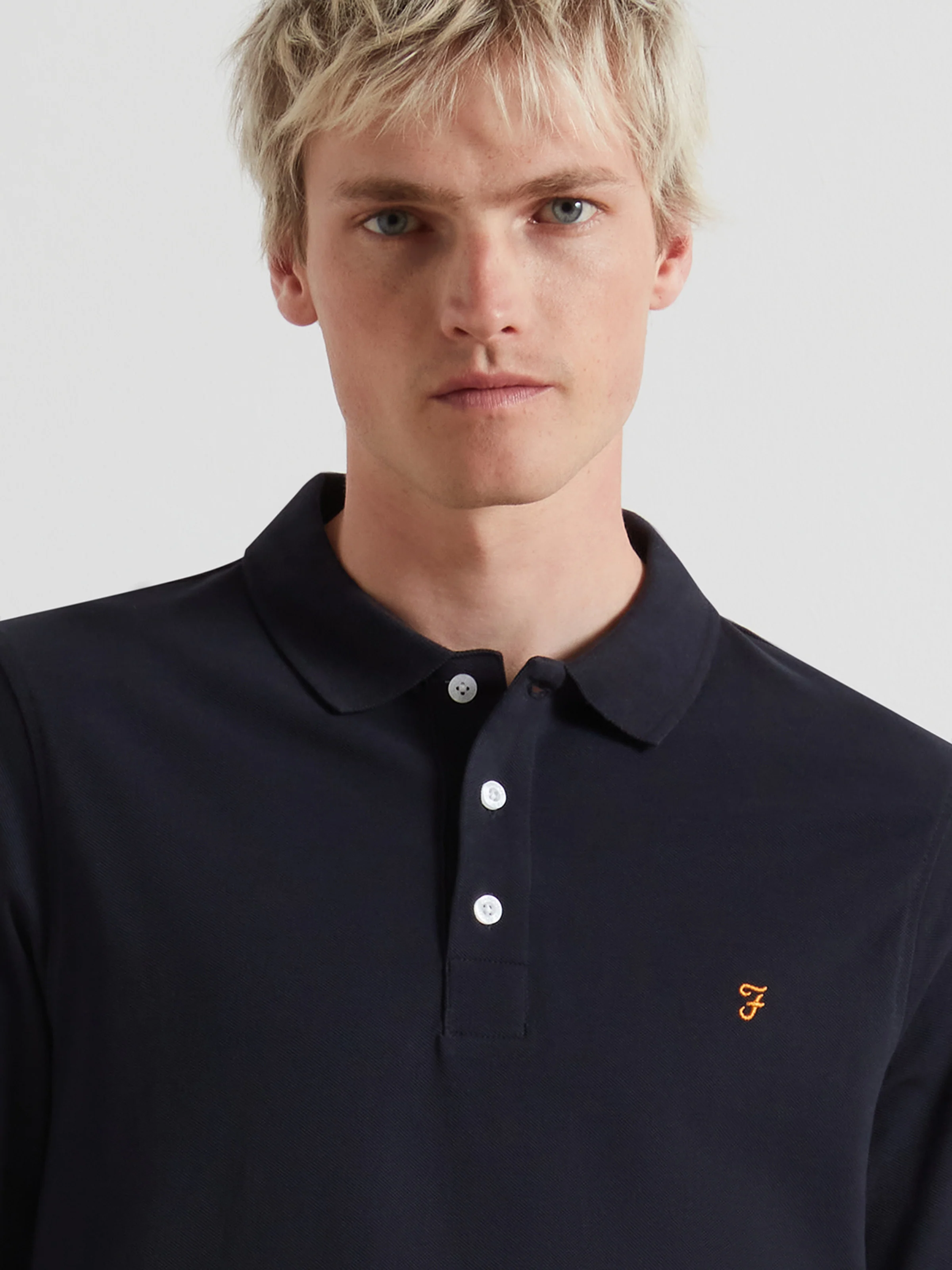 Blanes Long Sleeve Polo Shirt In True Navy - Image 4