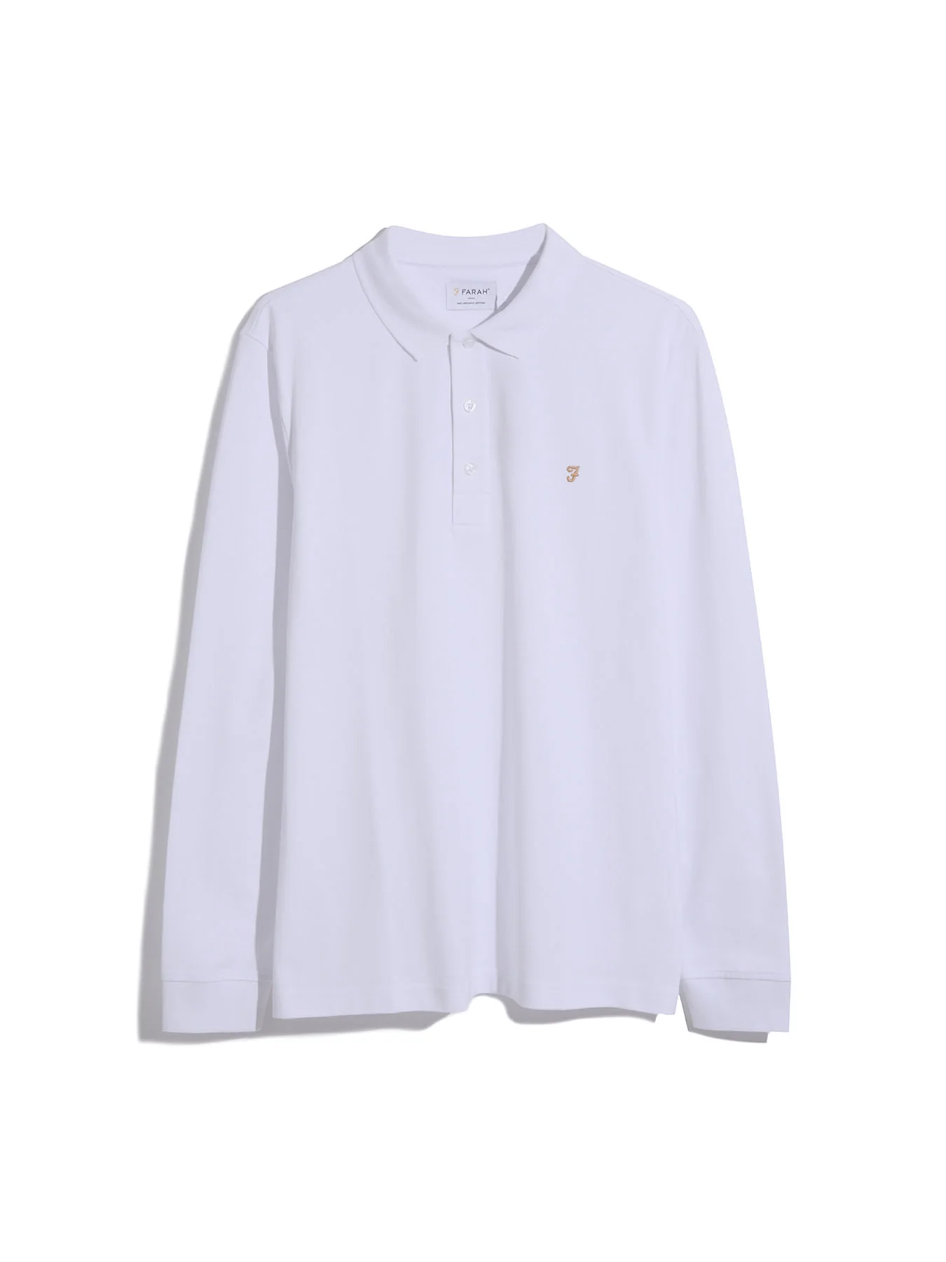 Blanes Long Sleeve Polo Shirt In White - Image 5