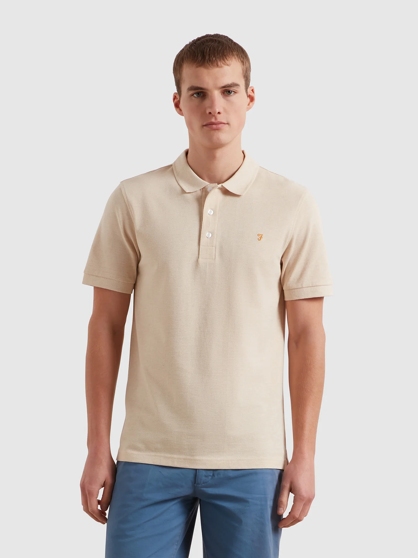 Blanes Organic Cotton Polo Shirt In Birch Grey Marl