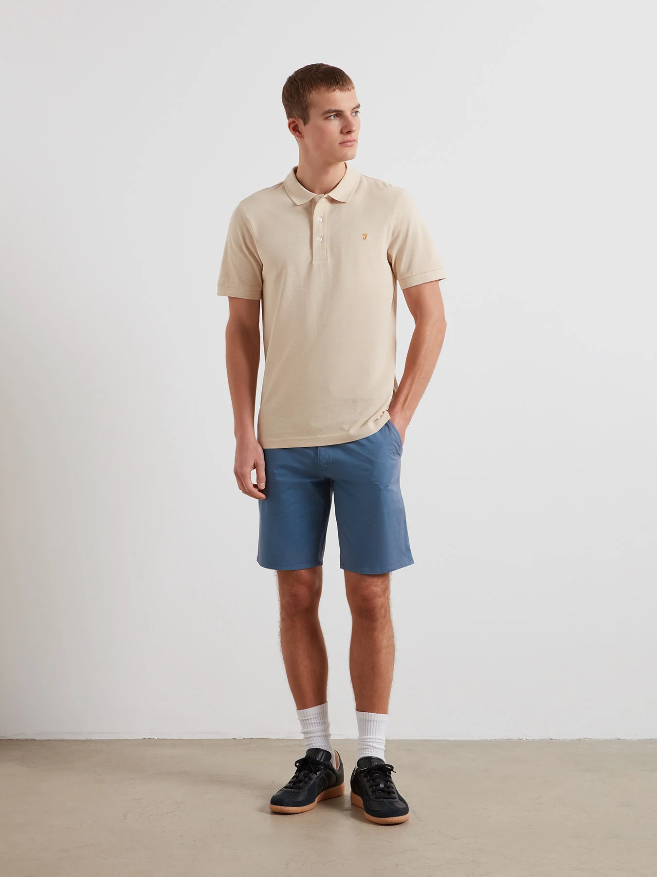 Blanes Organic Cotton Polo Shirt In Birch Grey Marl - Image 2