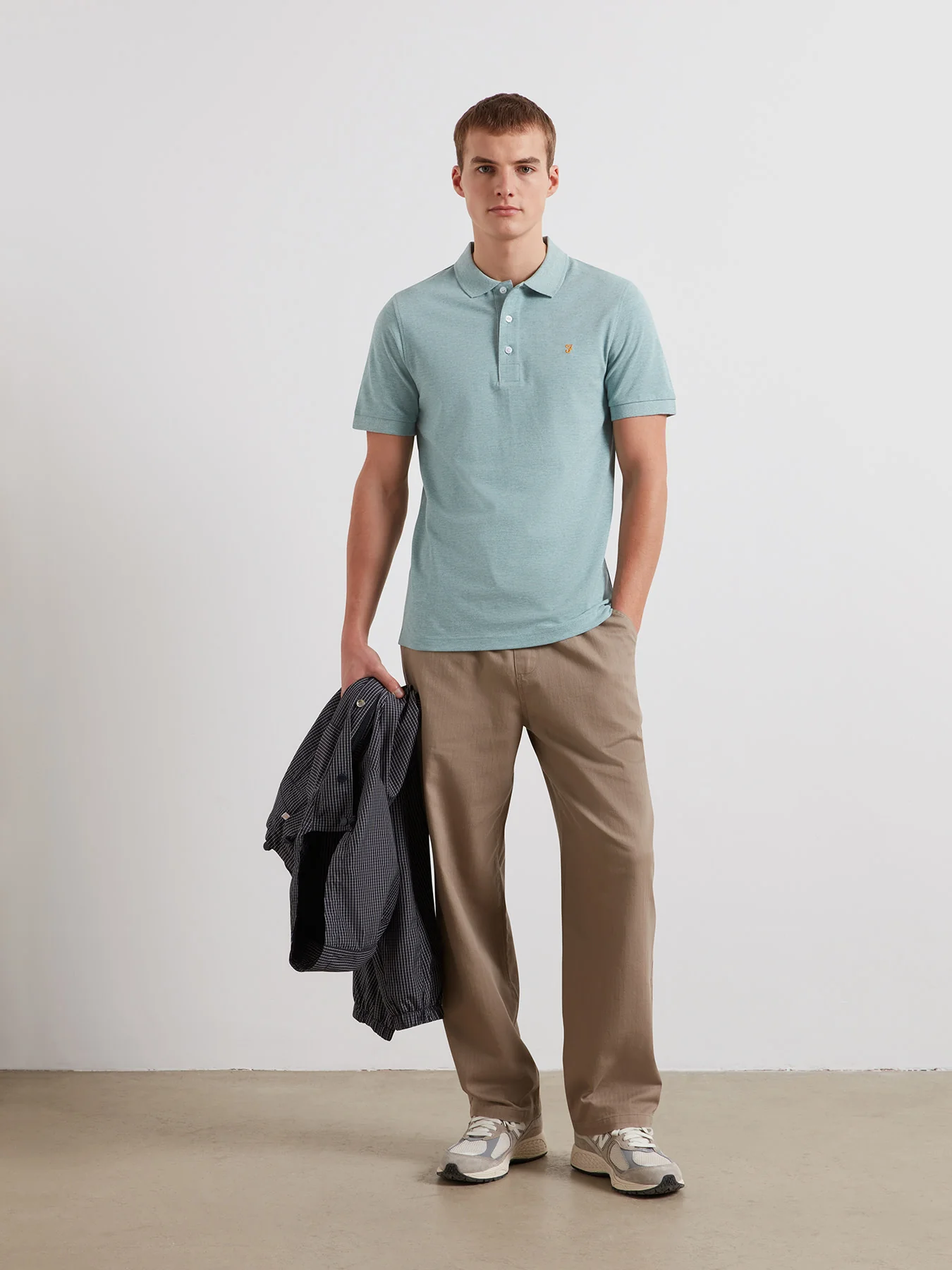 Blanes Organic Cotton Polo Shirt In Green Mist Marl - Image 2