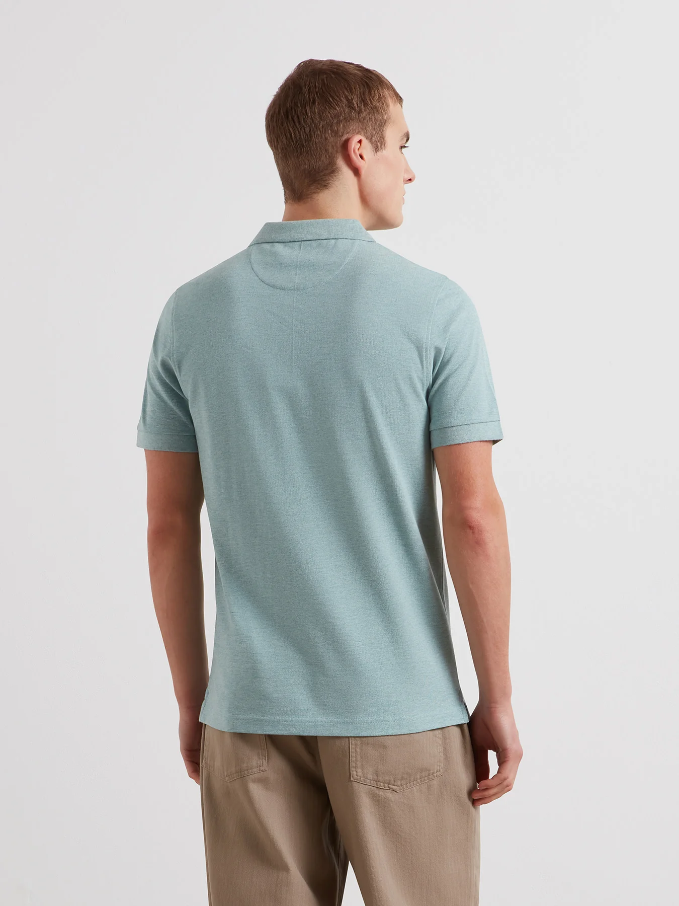 Blanes Organic Cotton Polo Shirt In Green Mist Marl - Image 3