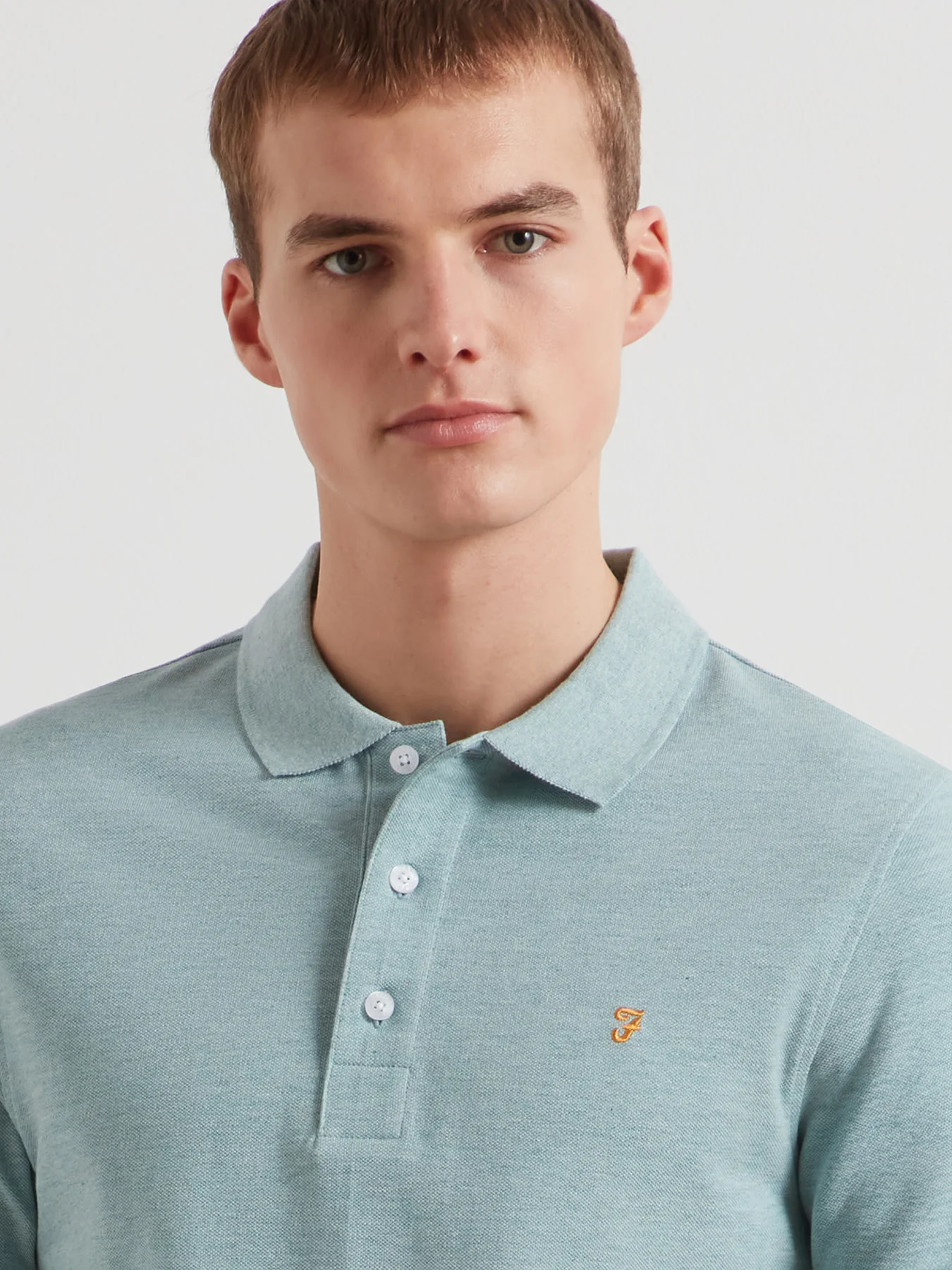 Blanes Organic Cotton Polo Shirt In Green Mist Marl - Image 4