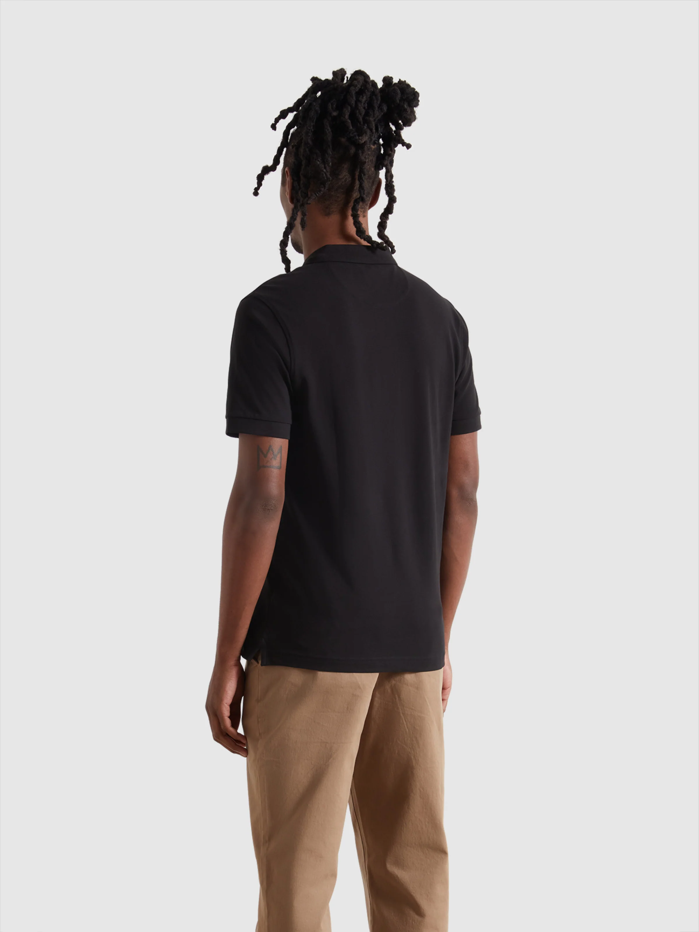 Blanes Organic Cotton Polo Shirt In Black - Image 3