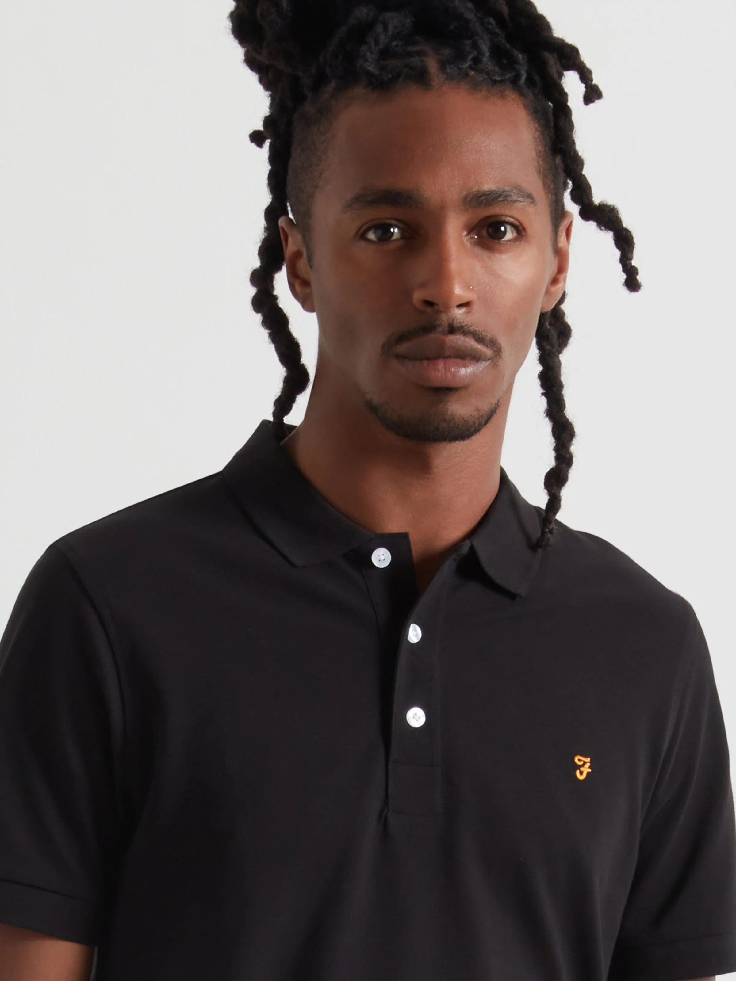 Blanes Organic Cotton Polo Shirt In Black - Image 4