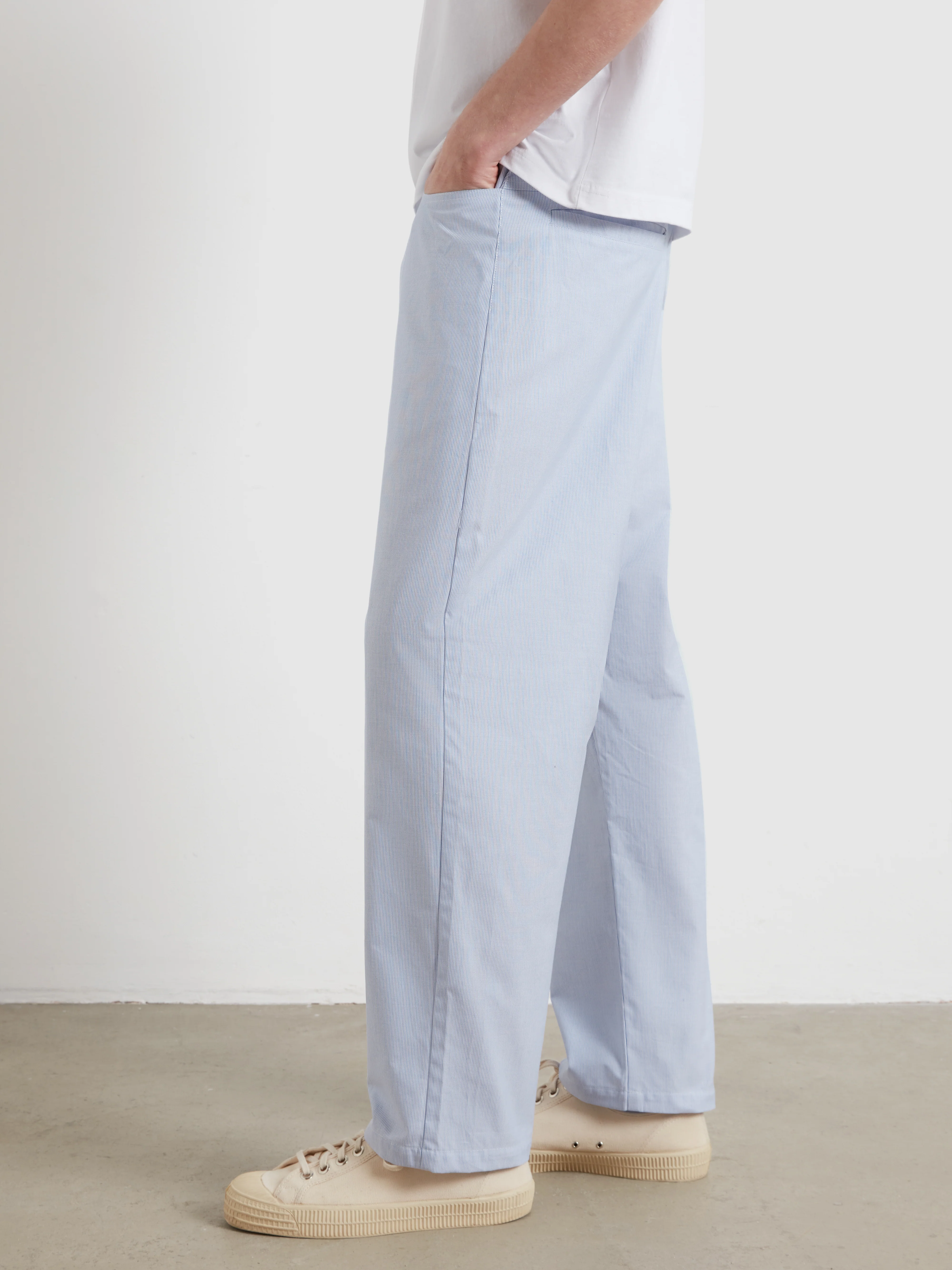 Bliss Ticking Stripe Trousers In Sky Blue - Image 4