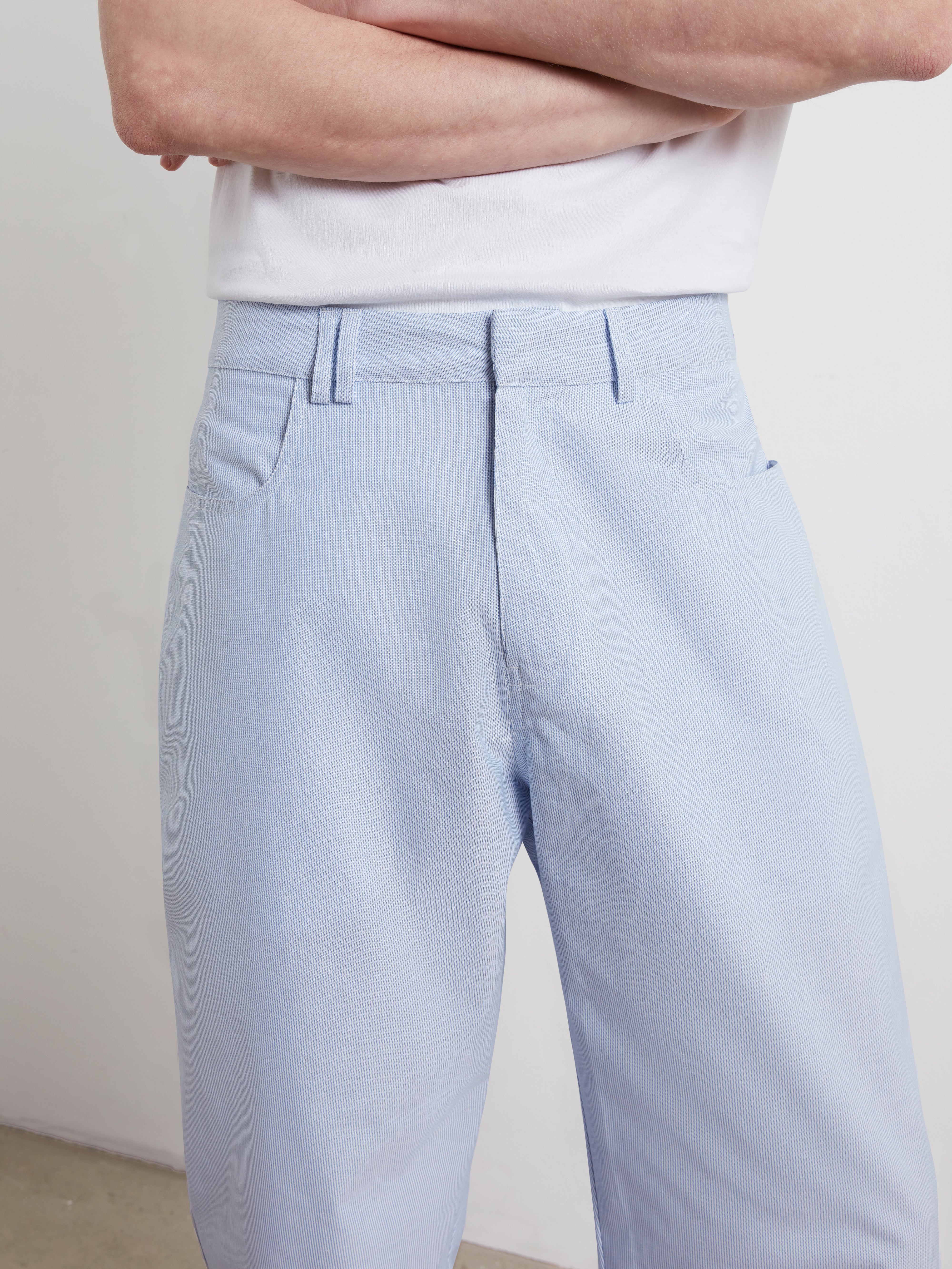 Bliss Ticking Stripe Trousers In Sky Blue - Image 6