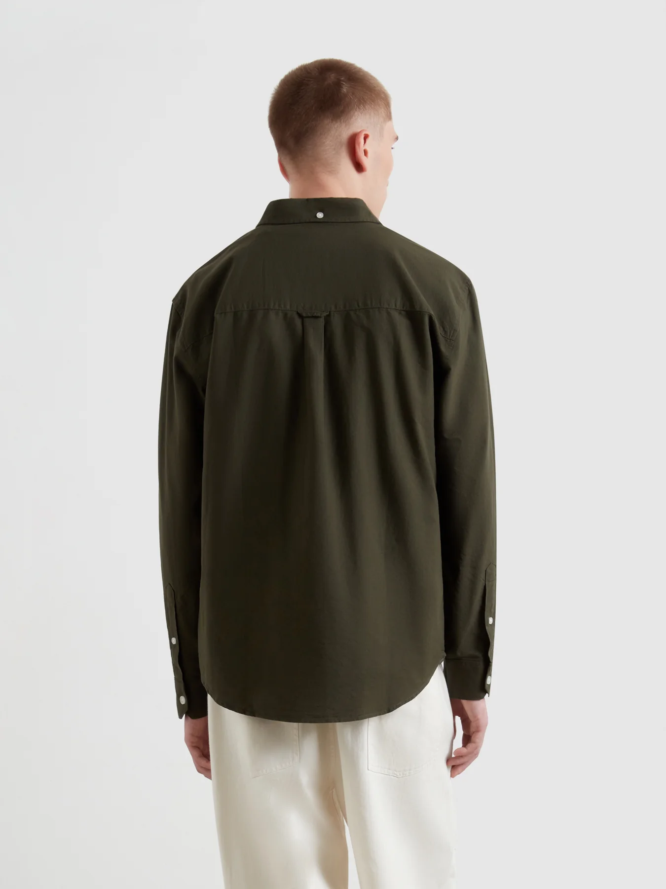 Brewer Box Fit Oxford Shirt In Evergreen - Image 3