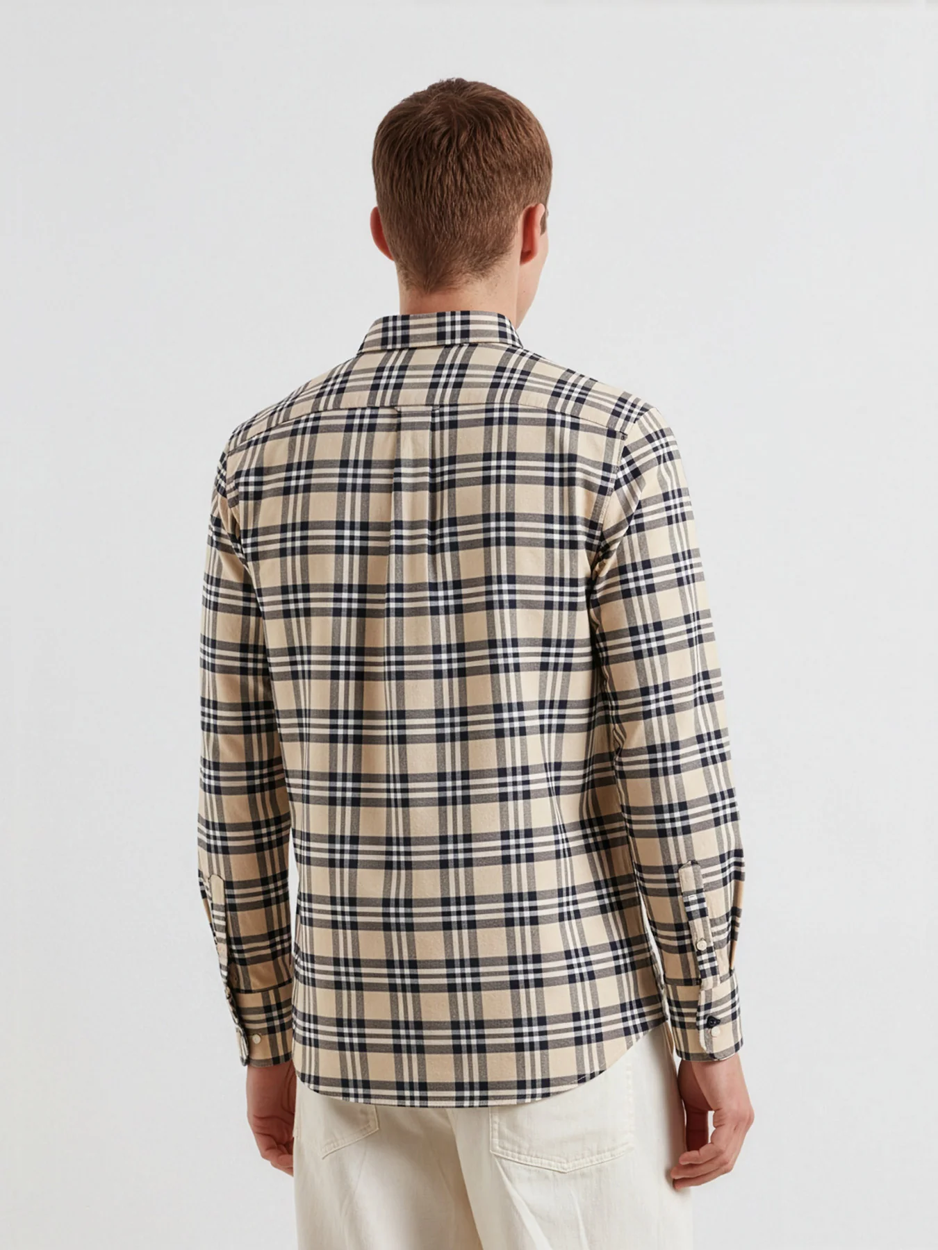 Brewer Check Oxford Shirt In Birch Grey - Image 3