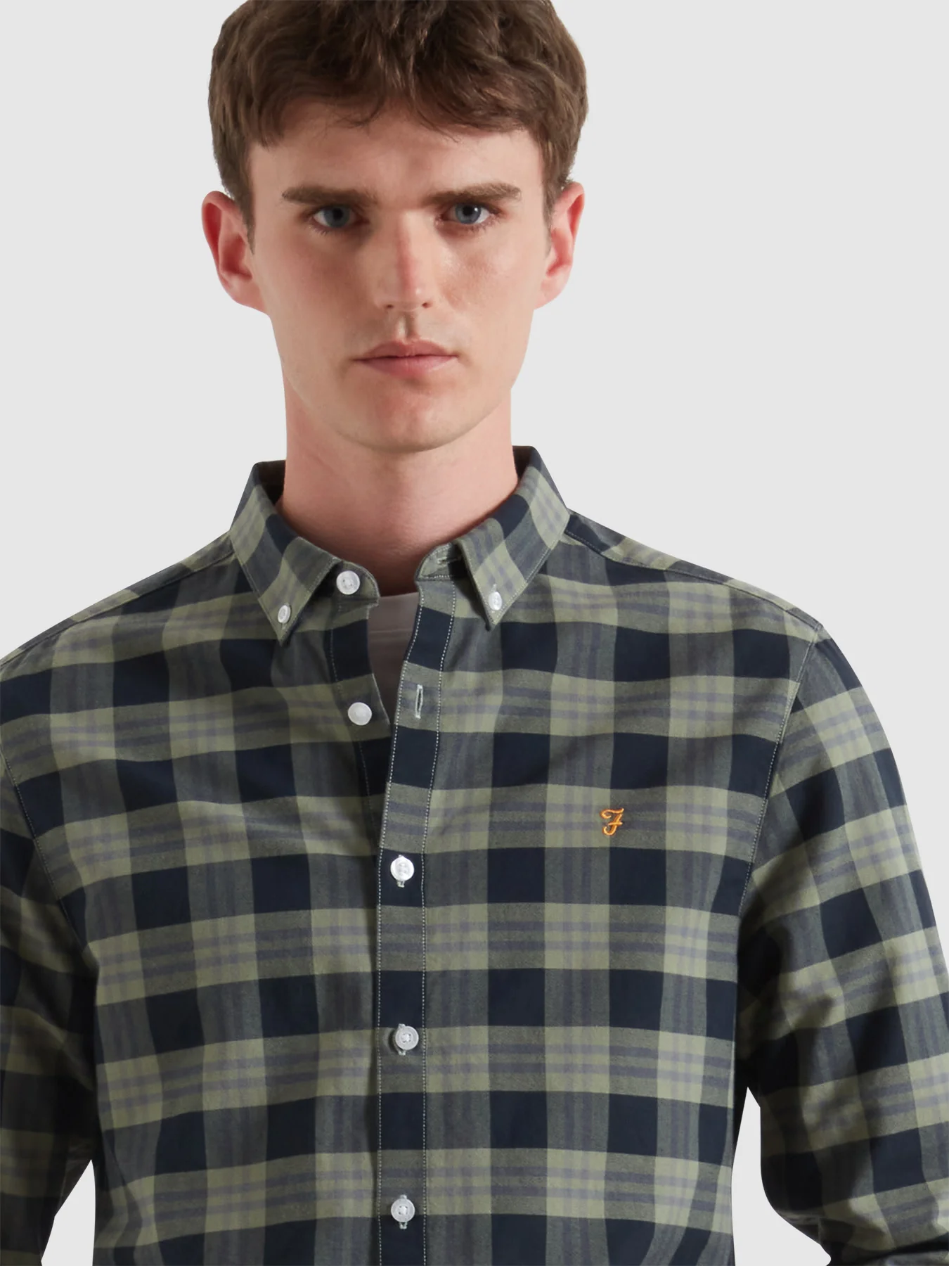 Brewer Check Oxford Shirt In Tarragon Green - Image 4