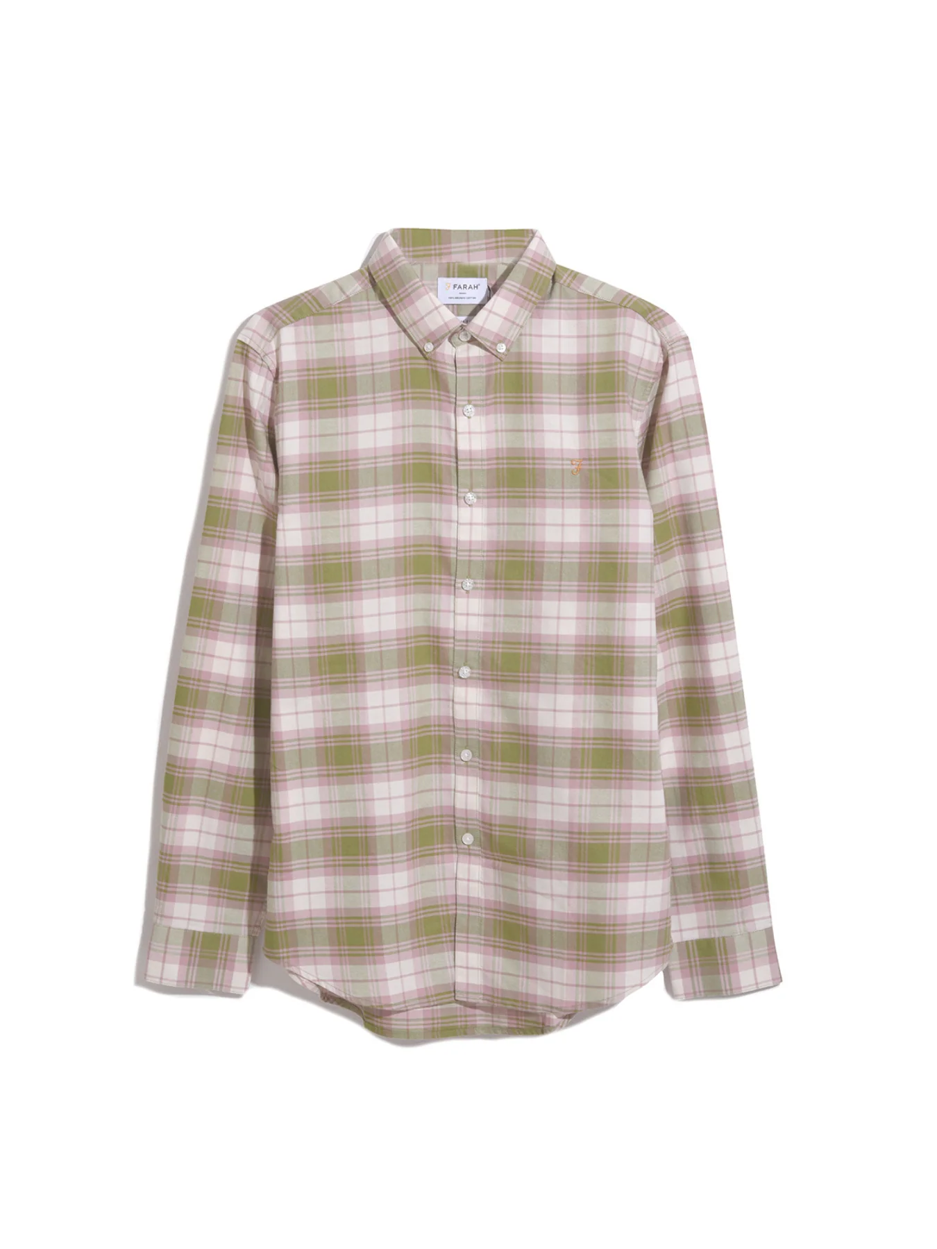 Brewer Slim Fit Check Organic Cotton Oxford Shirt In Moss Green - Image 5
