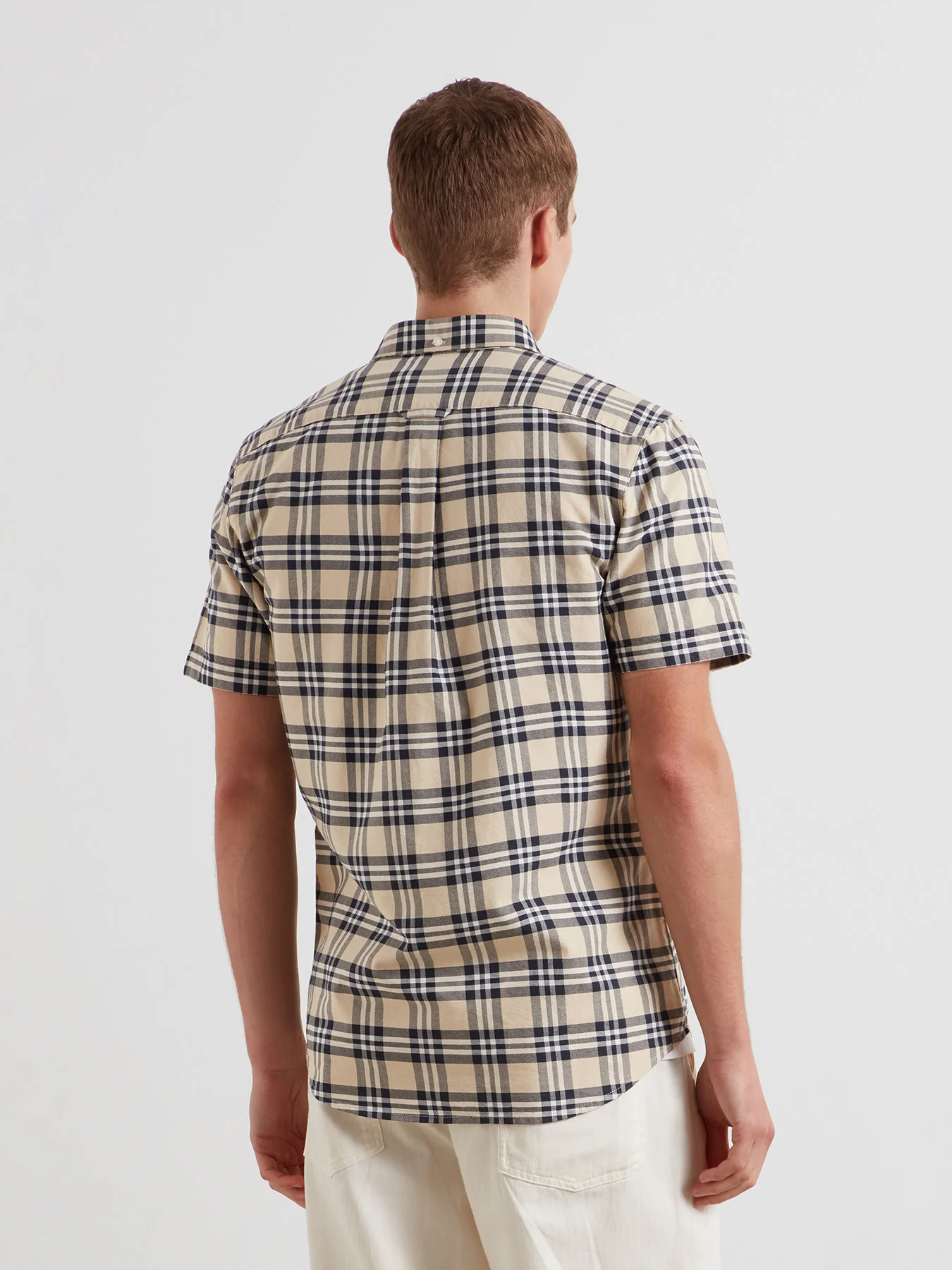 Brewer Check Short Sleeve Shirt In Birch Grey - Image 3