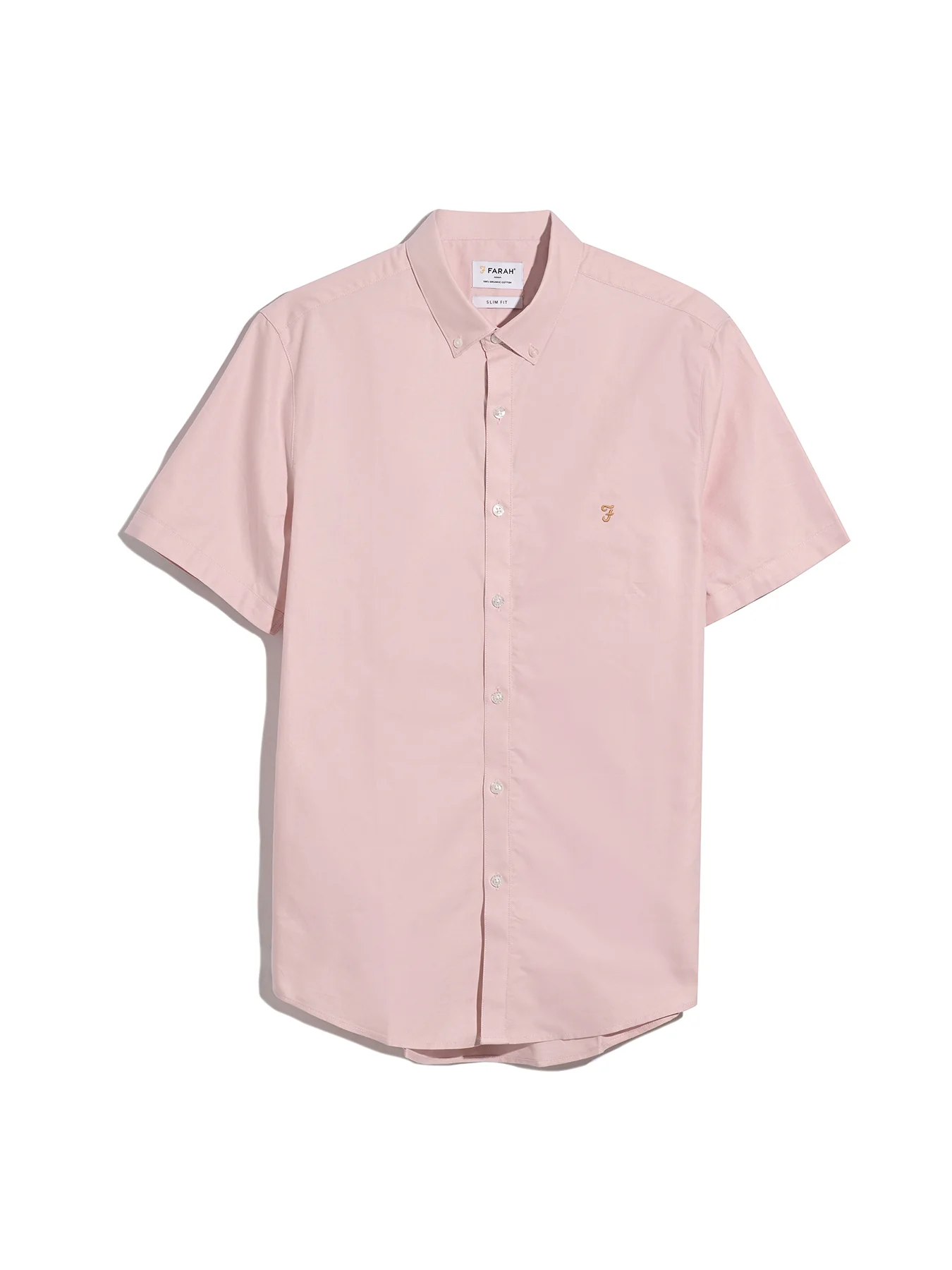 Brewer Short Sleeve Oxford Shirt In Powder Pink - Image 5