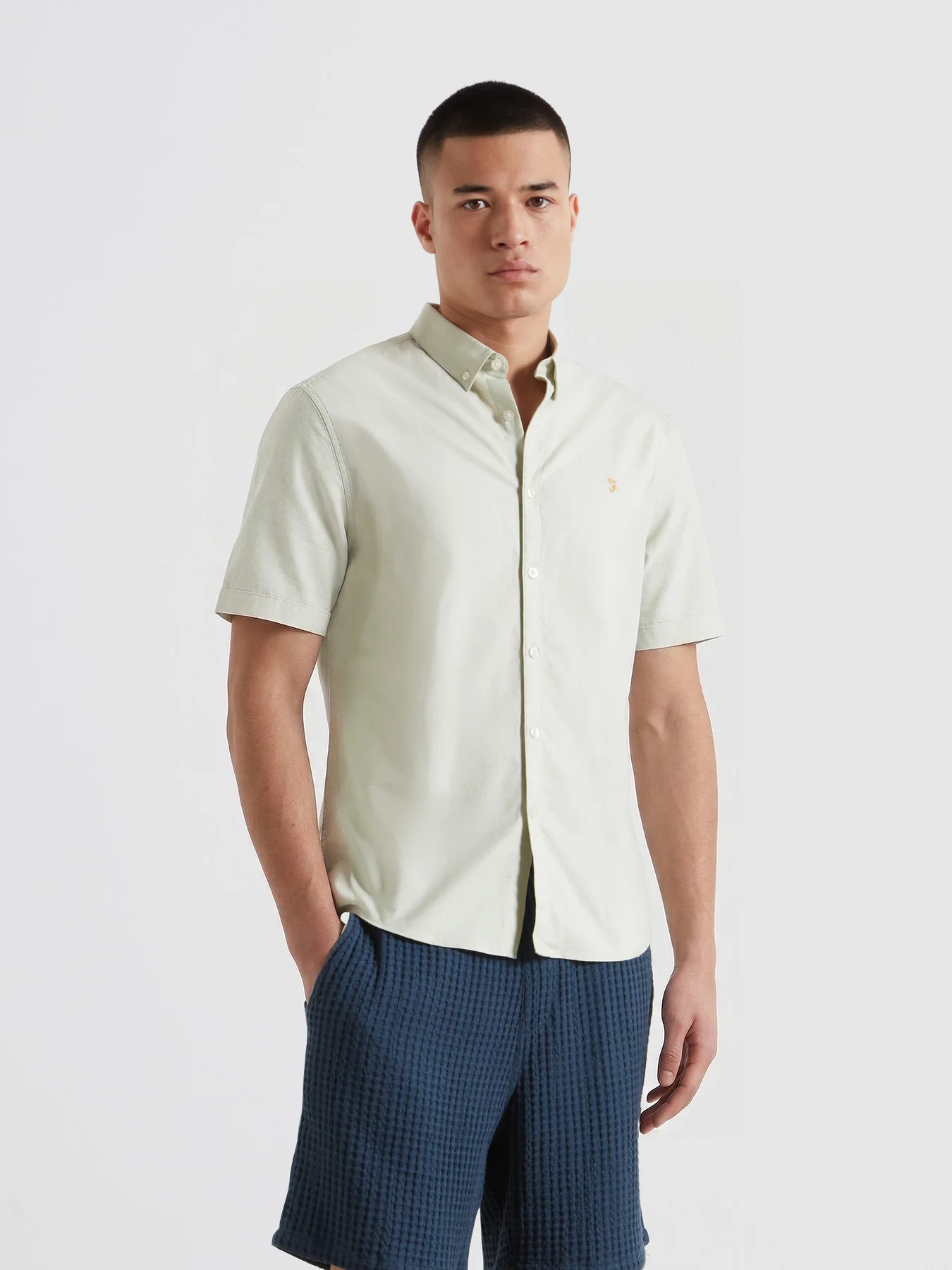 Brewer Short Sleeve Oxford Shirt In Soft Green