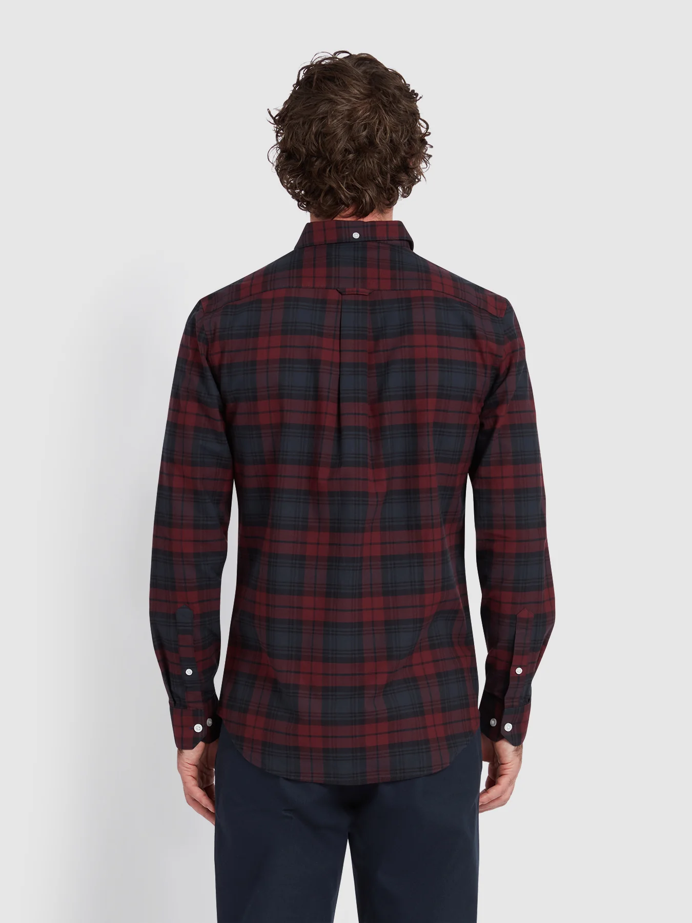 Brewer Slim Fit Check Organic Cotton Oxford Shirt In Farah Red - Image 3