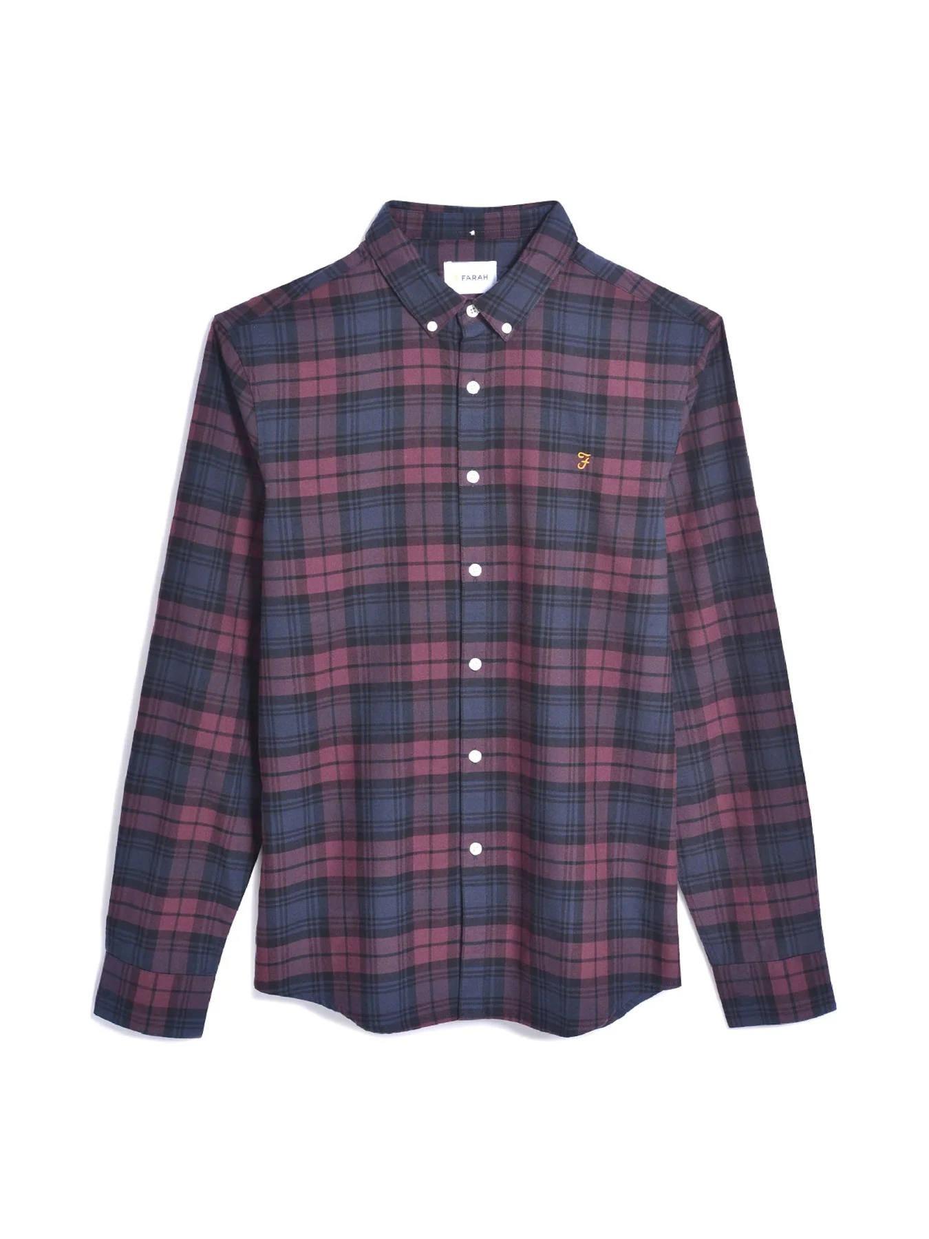 Brewer Slim Fit Check Organic Cotton Oxford Shirt In Farah Red - Image 5