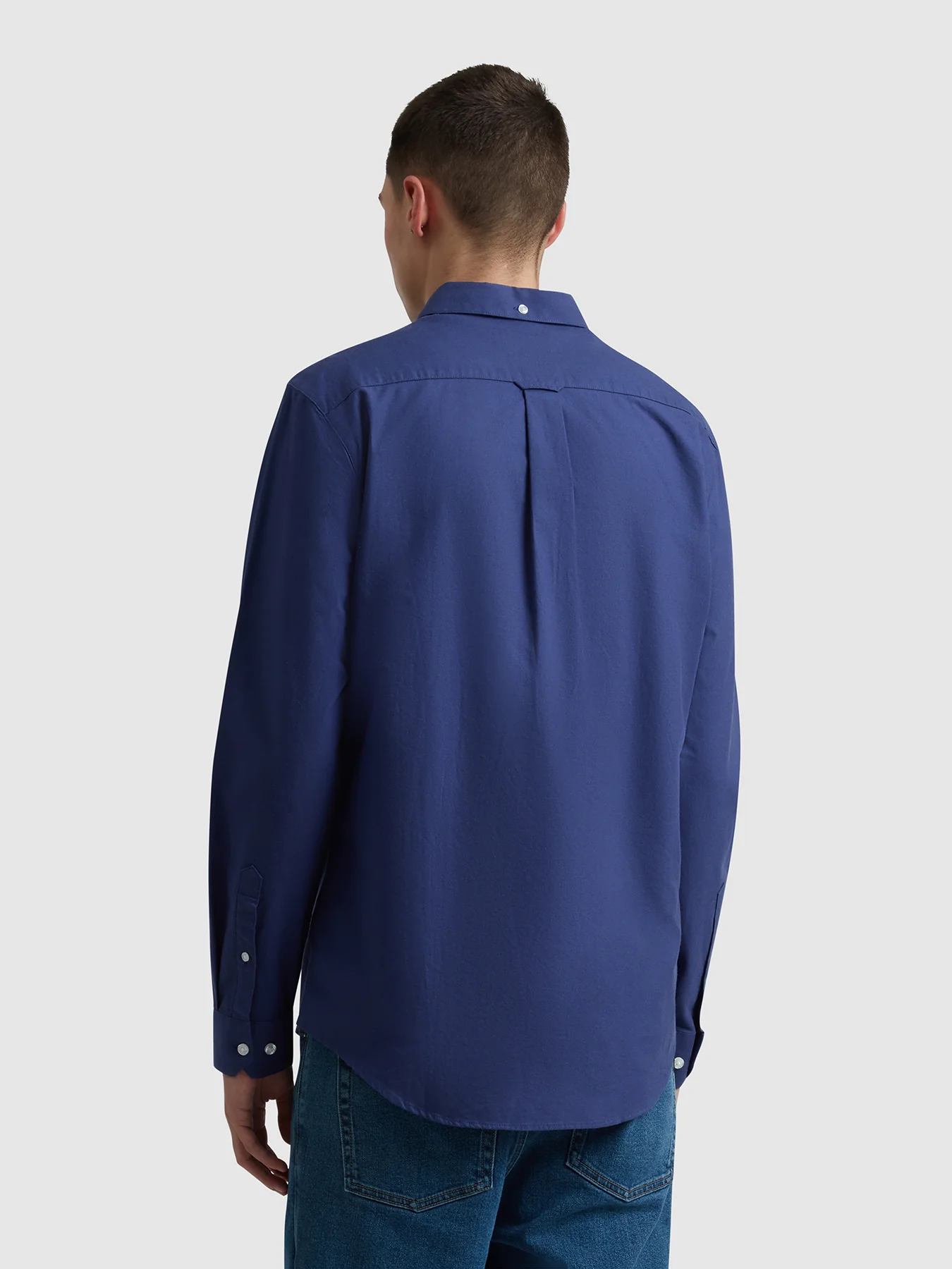 Brewer Slim Fit Organic Cotton Oxford Shirt In Sigil Blue - Image 3