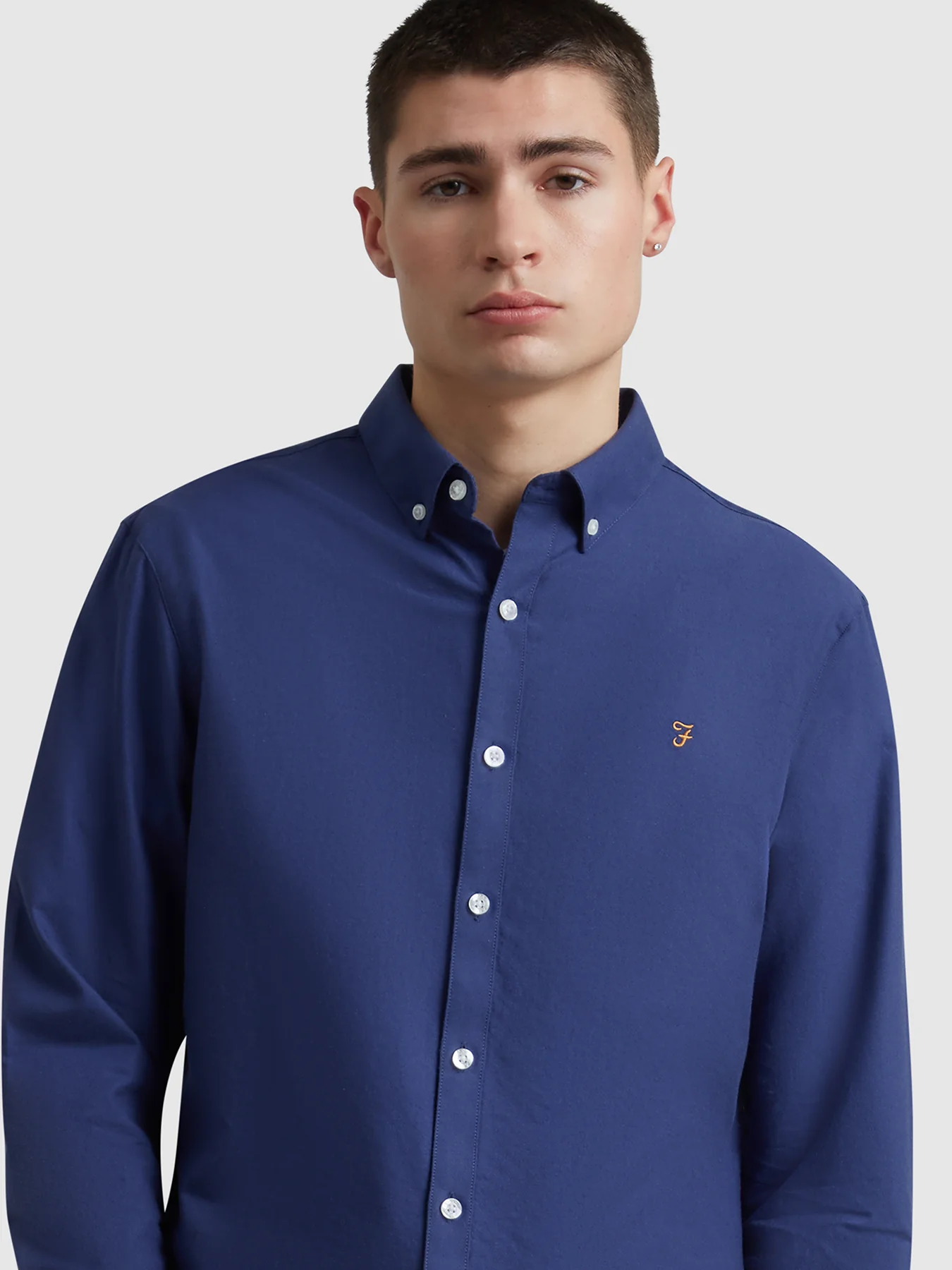 Brewer Slim Fit Organic Cotton Oxford Shirt In Sigil Blue - Image 4