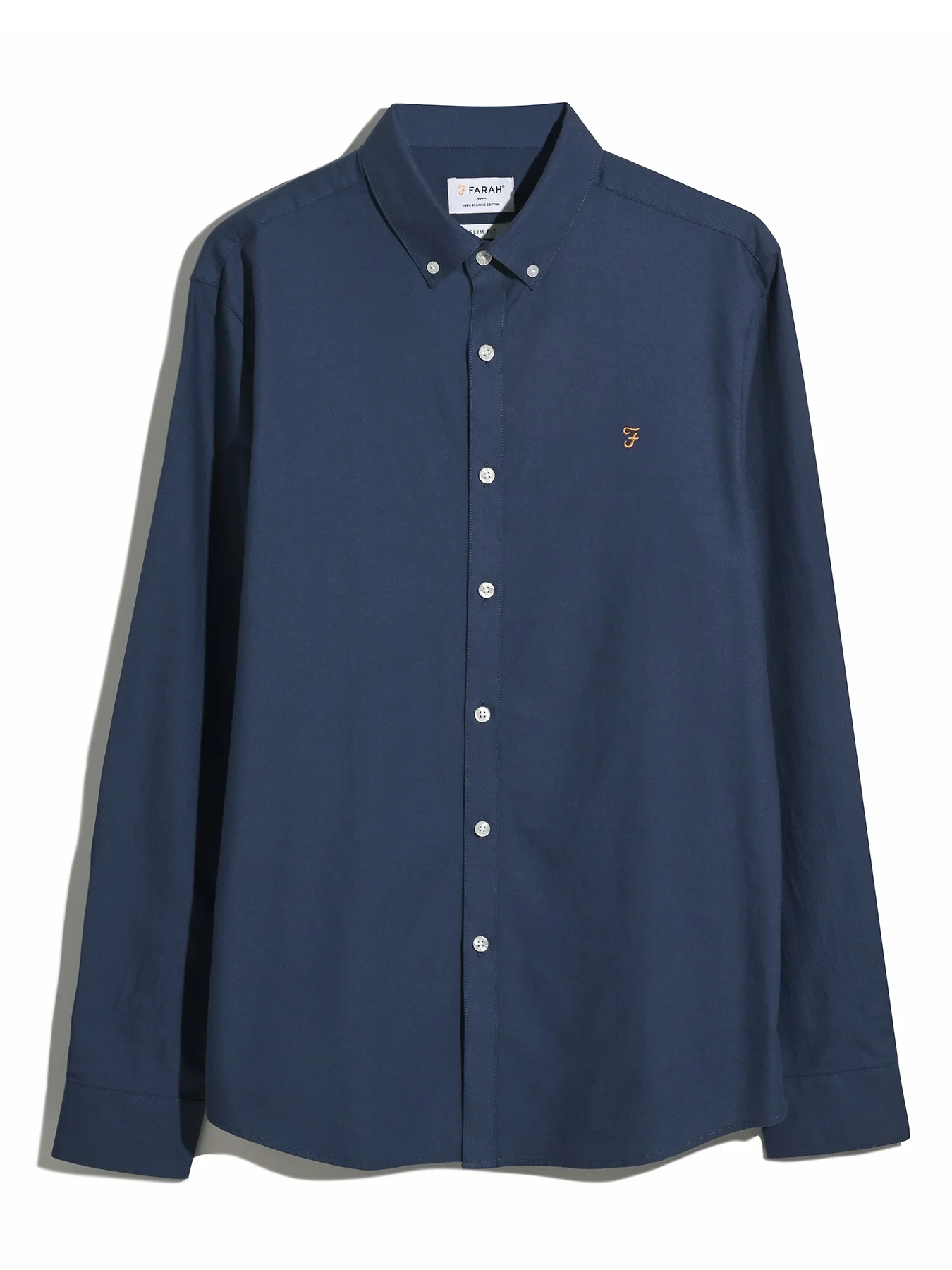 Brewer Slim Fit Organic Cotton Oxford Shirt In Sigil Blue - Image 5