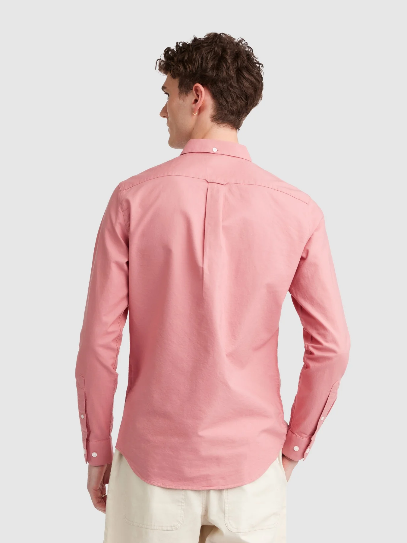 Brewer Slim Fit Organic Cotton Oxford Shirt In Carnation Pink - Image 3