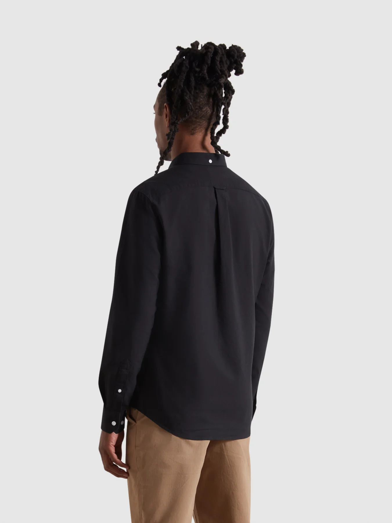 Brewer Slim Fit Organic Cotton Oxford Shirt In Black - Image 3
