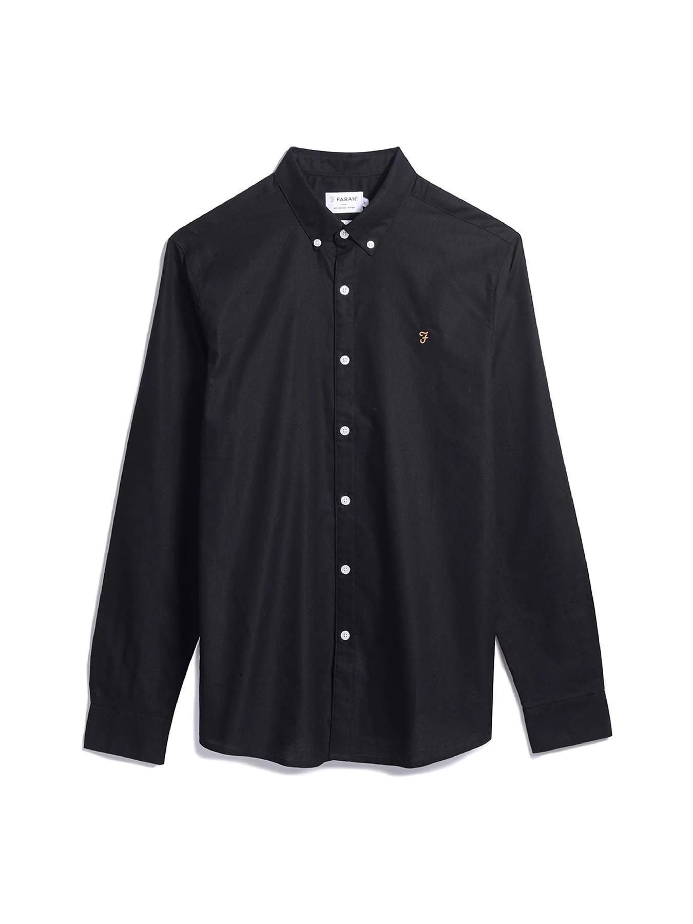 Brewer Slim Fit Organic Cotton Oxford Shirt In Black - Image 5
