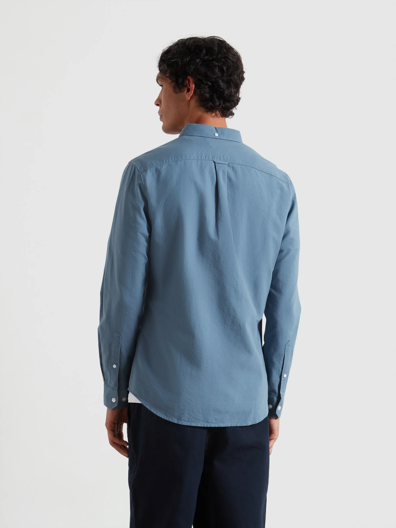 Brewer Slim Fit Organic Cotton Oxford Shirt In Chalk Blue - Image 3