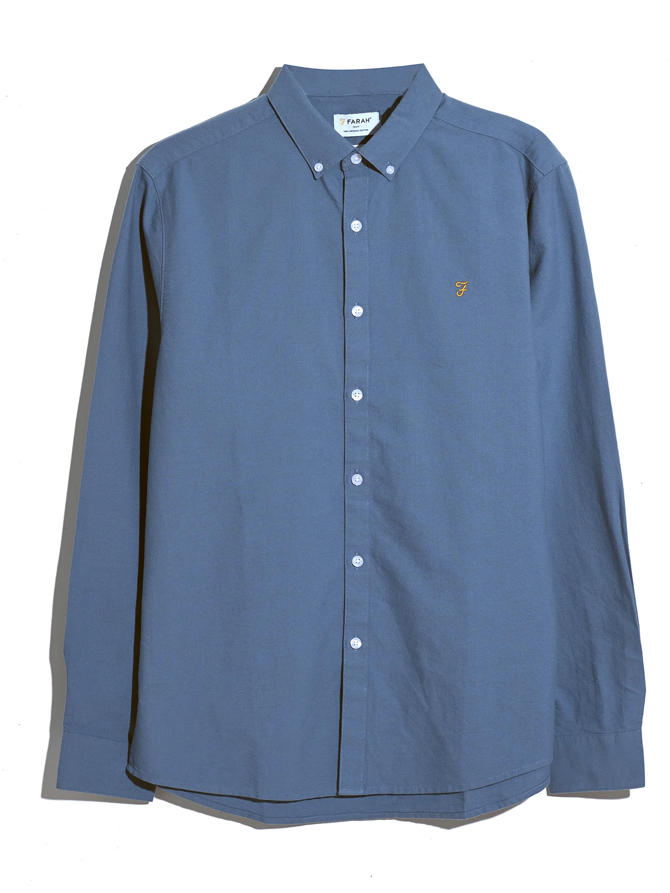 Brewer Slim Fit Organic Cotton Oxford Shirt In Chalk Blue - Image 5