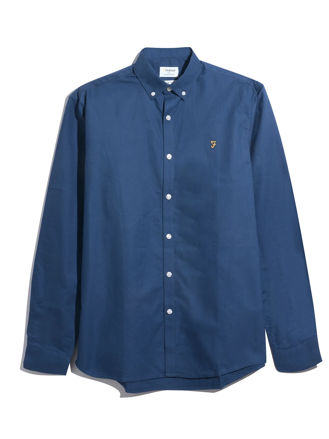 Brewer Slim Fit Organic Cotton Oxford Shirt In Aegean Blue - Image 5