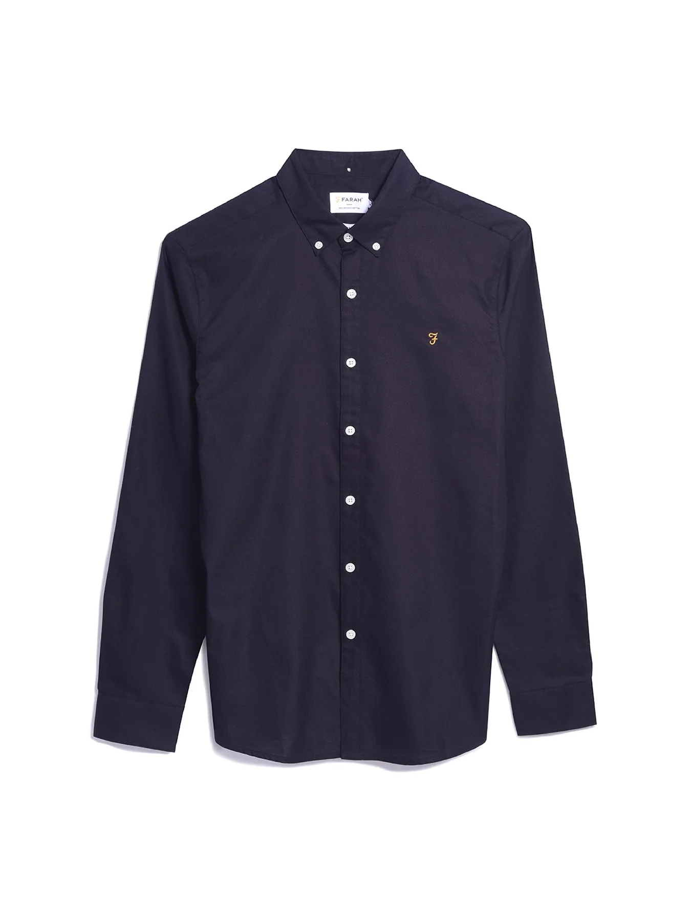 Brewer Slim Fit Organic Cotton Oxford Shirt In Navy - Image 5