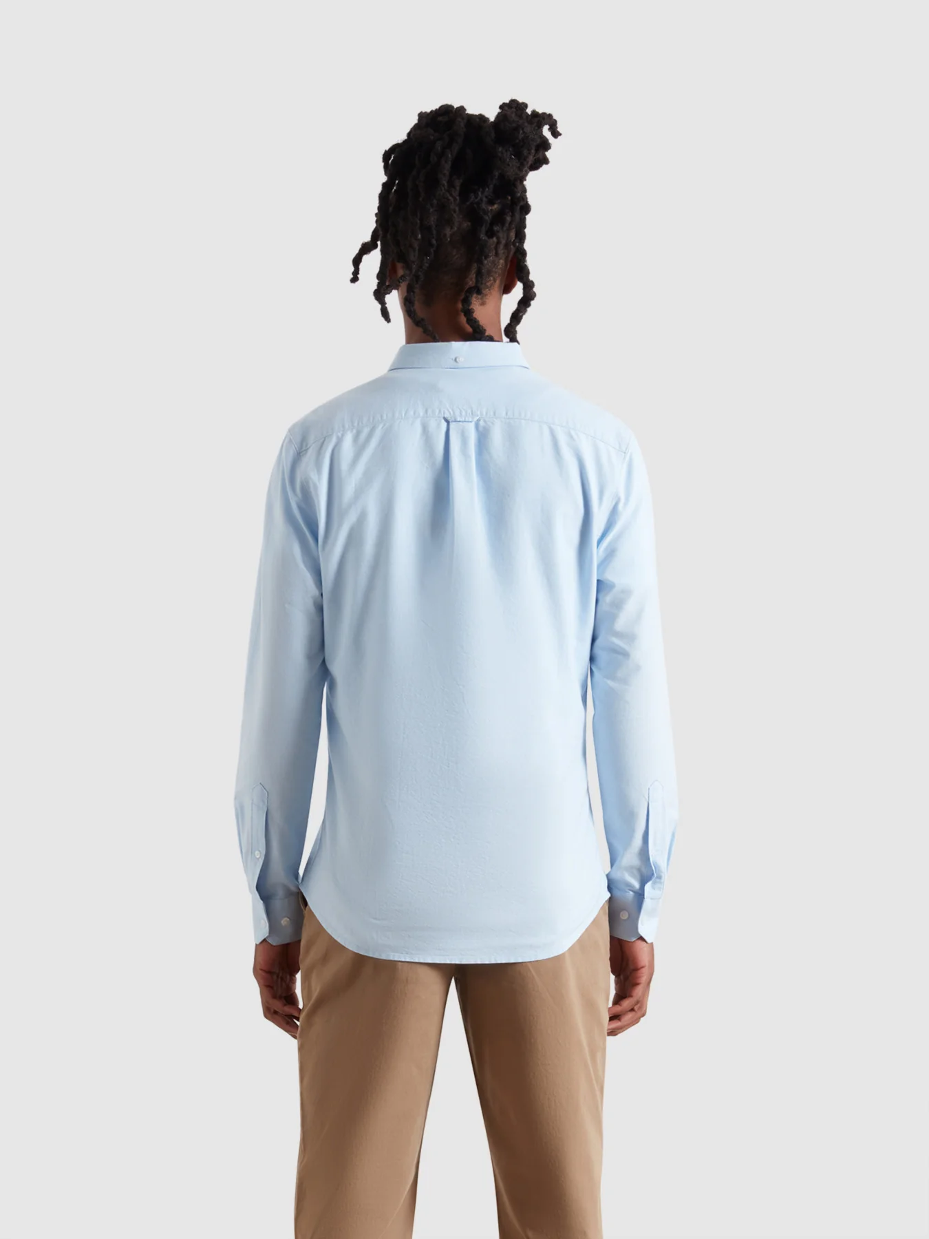 Brewer Slim Fit Organic Cotton Oxford Shirt In Sky Blue - Image 3