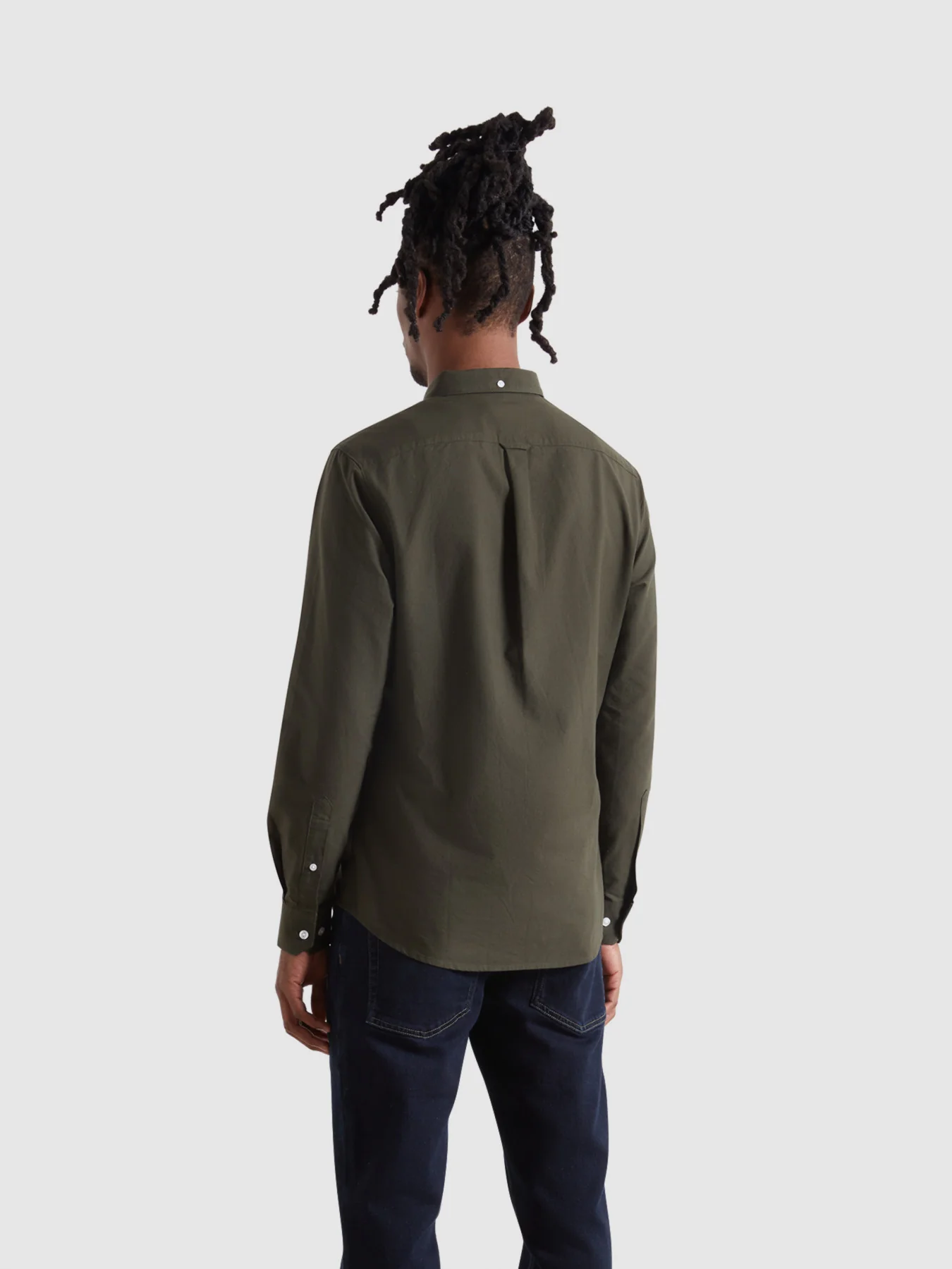 Brewer Slim Fit Organic Cotton Oxford Shirt In Evergreen - Image 3