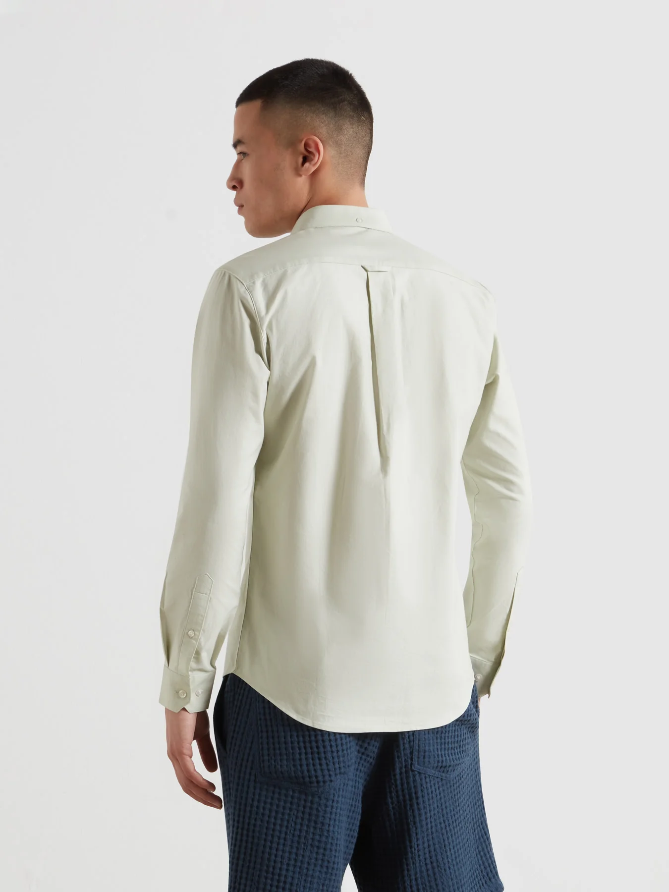 Brewer Slim Fit Organic Cotton Oxford Shirt In Soft Green - Image 3