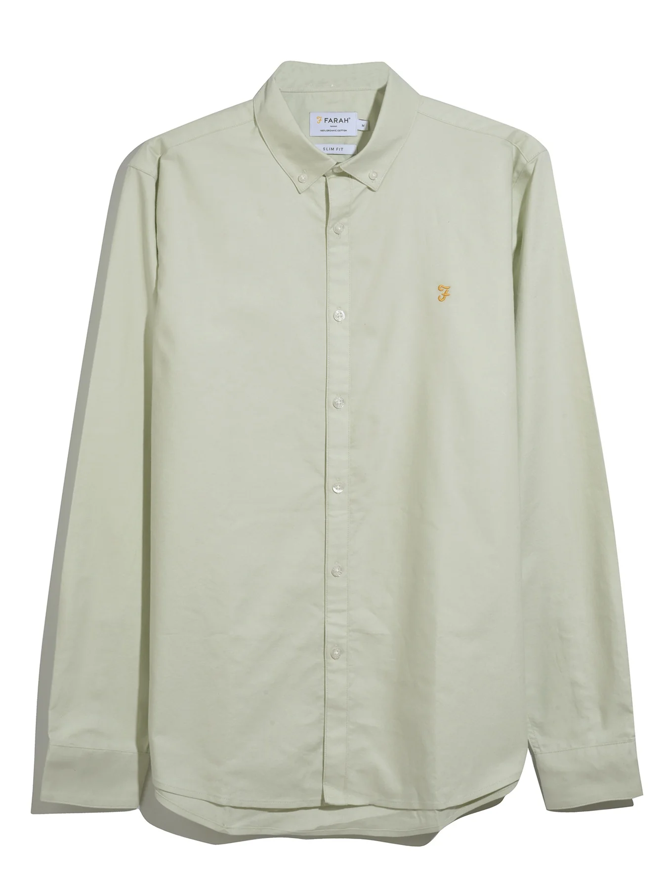 Brewer Slim Fit Organic Cotton Oxford Shirt In Soft Green - Image 5