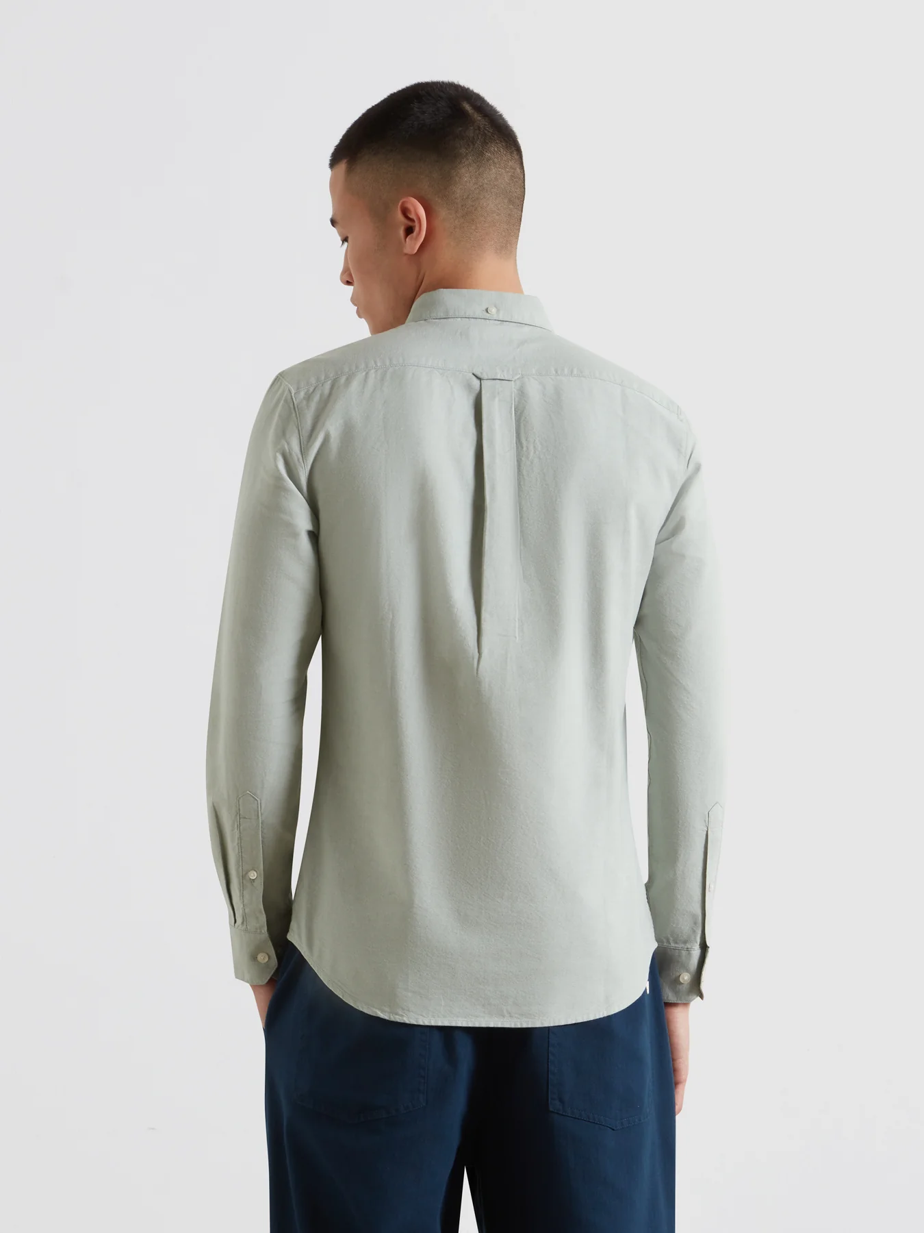 Brewer Slim Fit Organic Cotton Oxford Shirt In Farah Jade - Image 3