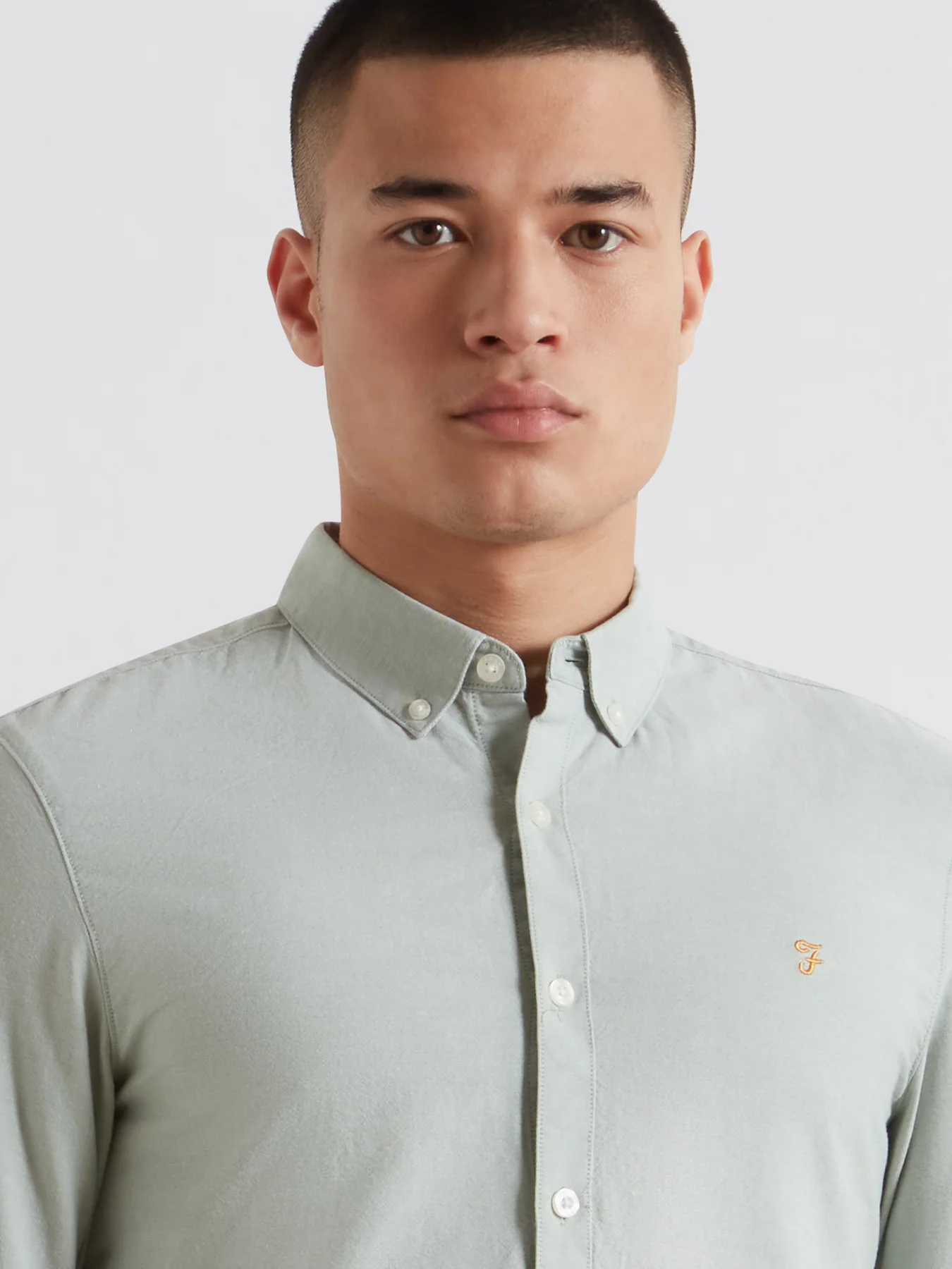 Brewer Slim Fit Organic Cotton Oxford Shirt In Farah Jade - Image 4