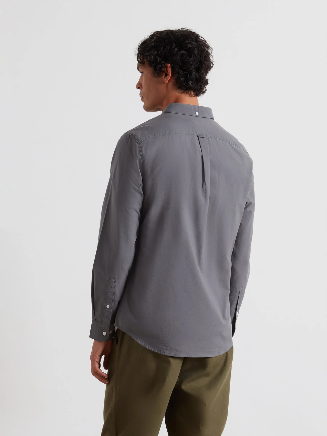 Brewer Slim Fit Organic Cotton Oxford Shirt In Grey Shade - Image 3