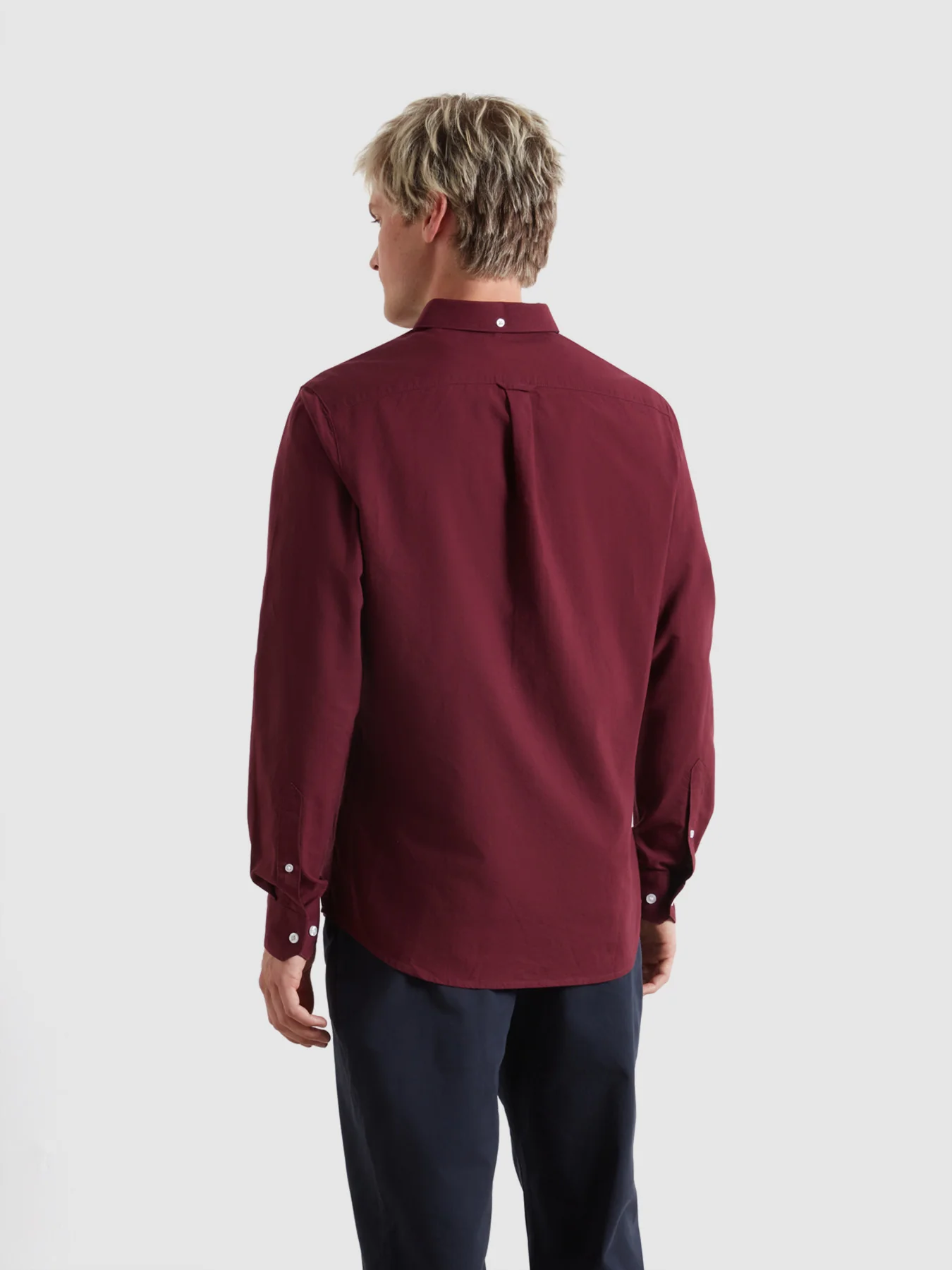 Brewer Slim Fit Organic Cotton Oxford Shirt In Bordeaux - Image 3