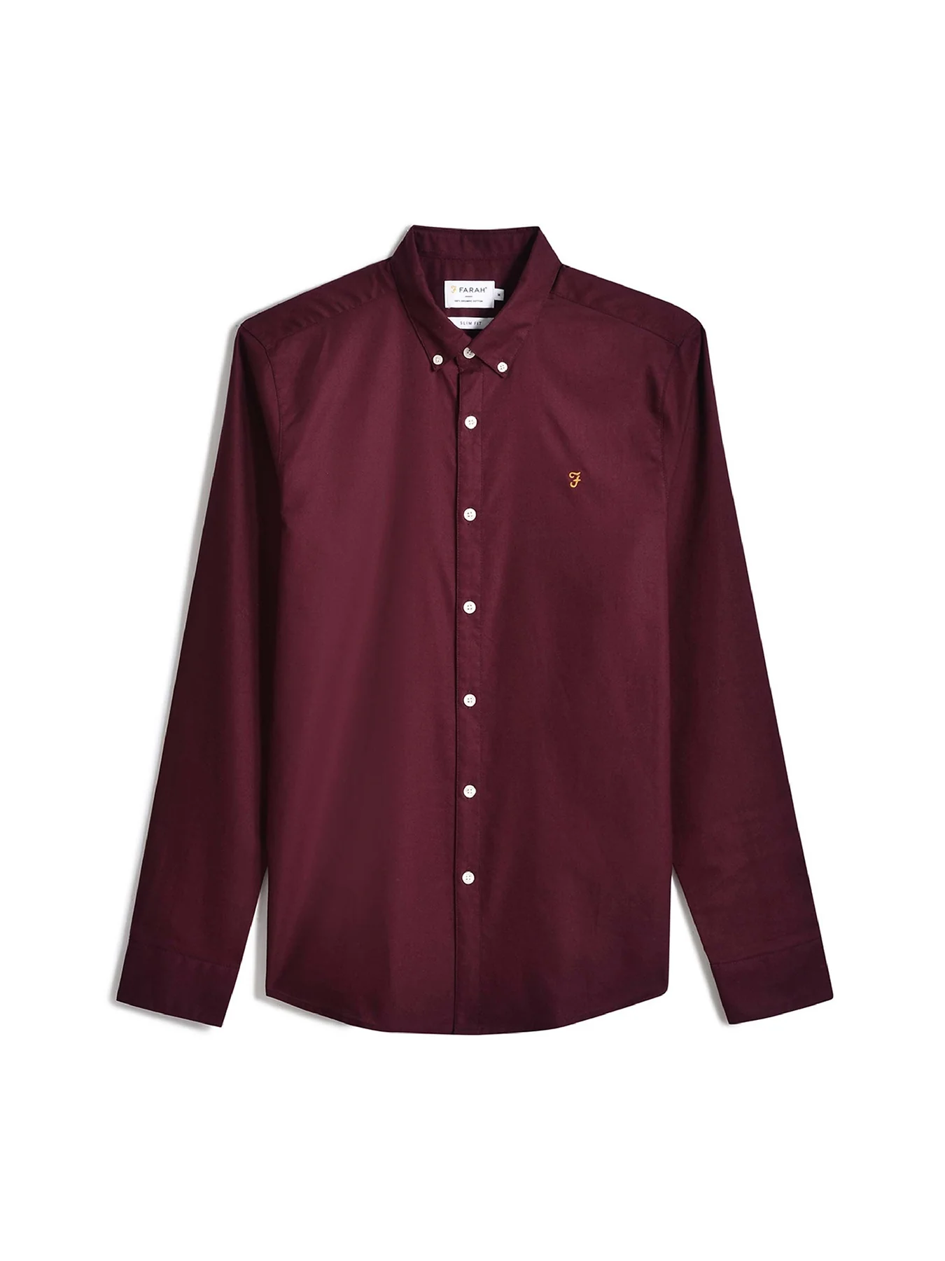 Brewer Slim Fit Organic Cotton Oxford Shirt In Bordeaux - Image 5