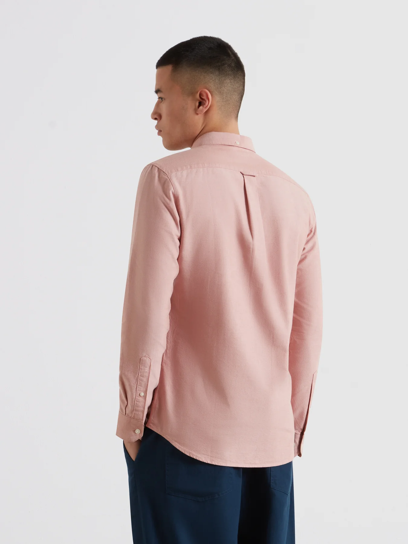 Brewer Slim Fit Organic Cotton Oxford Shirt In Coral Reef - Image 3