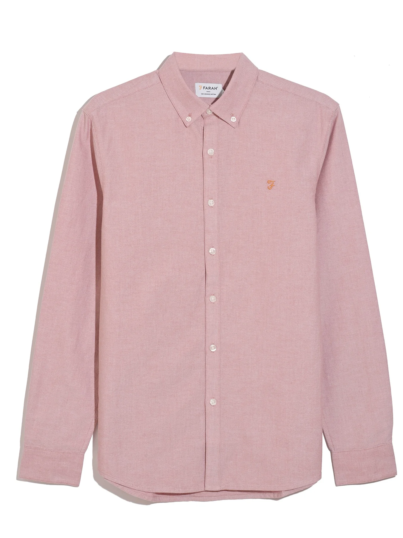 Brewer Slim Fit Organic Cotton Oxford Shirt In Coral Reef - Image 5