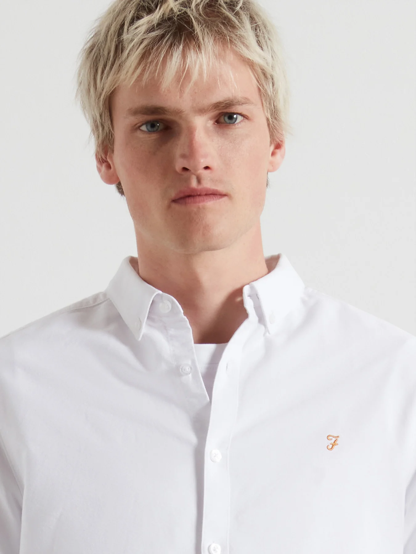 Brewer Slim Fit Organic Cotton Oxford Shirt In White - Image 4